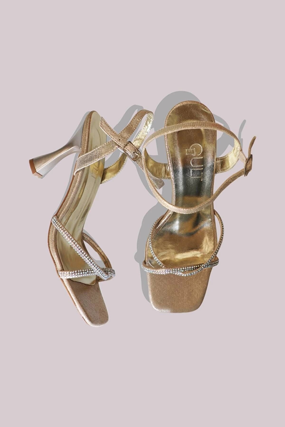 Gult Kadın Altın Sedef Ince Topuklu Yazlık Taş Işlemeli̇ Ayakkabı Zerafet