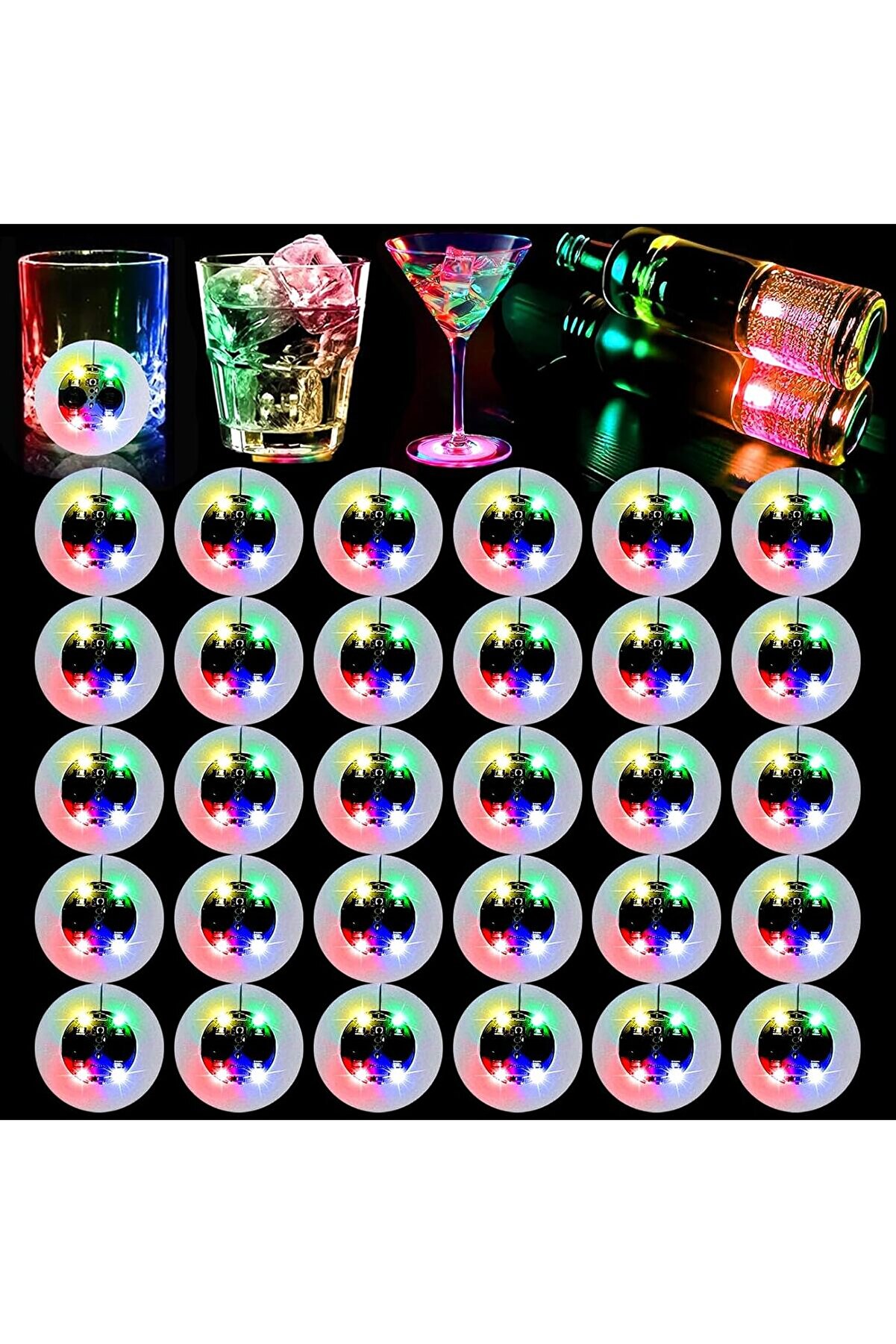 Go İthalat Işıklı Yapışkanlı Bardak Altı Aparatı Ledli̇ 3 Fonksi̇yonlu 6 Cm &Ccedil;ap (4457)