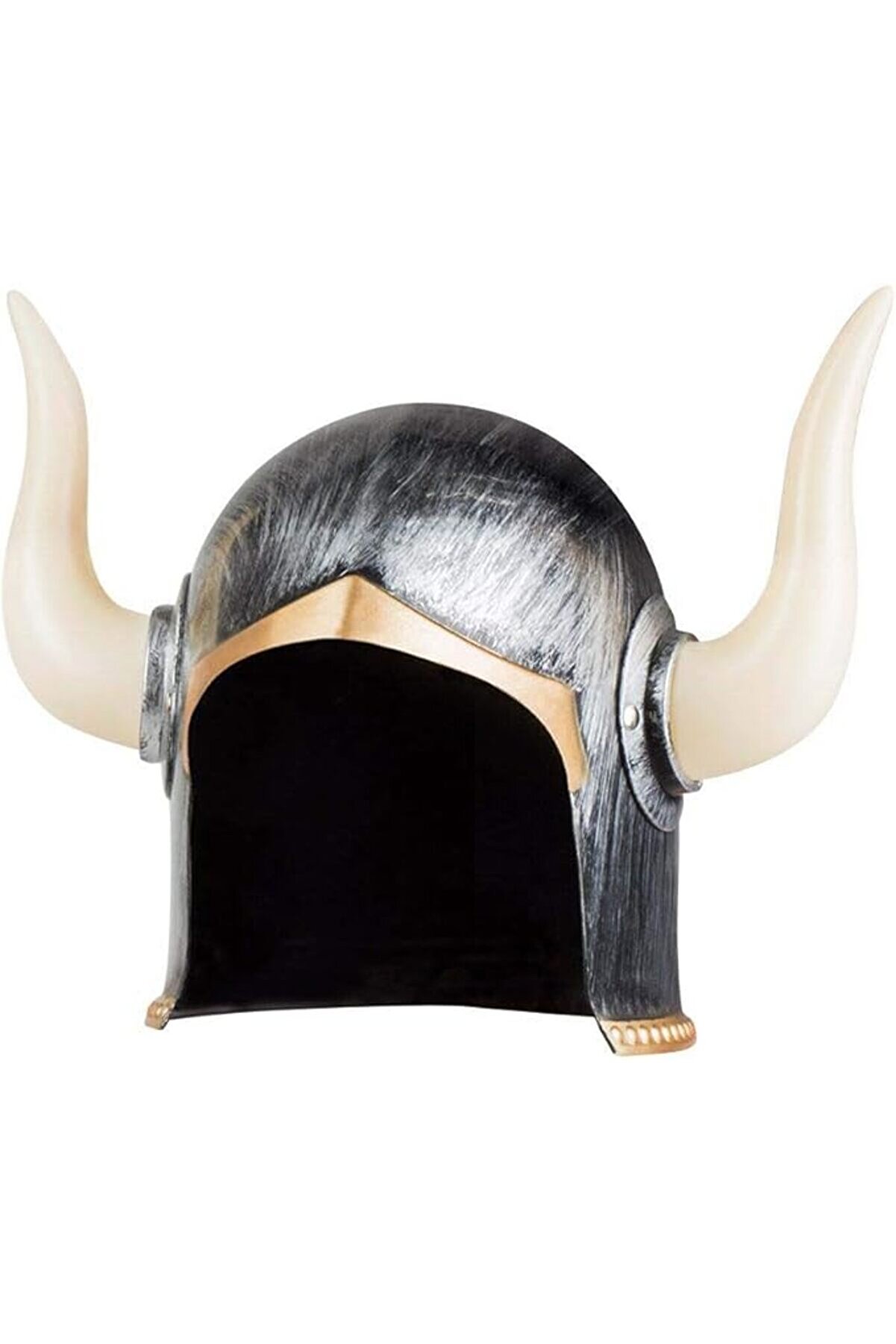 Go İthalat Mega Boynuzlu Vi̇ki̇ng Ivar Kaskı Eski̇ti̇lmi̇ş Desen G&uuml;m&uuml;ş Renk (5258)