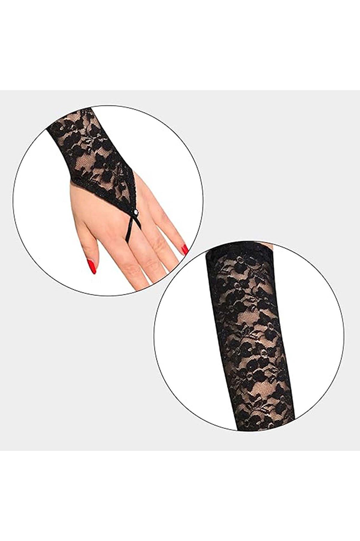 Go İthalat Parmak Askılı Zari̇f Gece Şıklığı Dantel Eldi̇ven 40 Cm (5258)