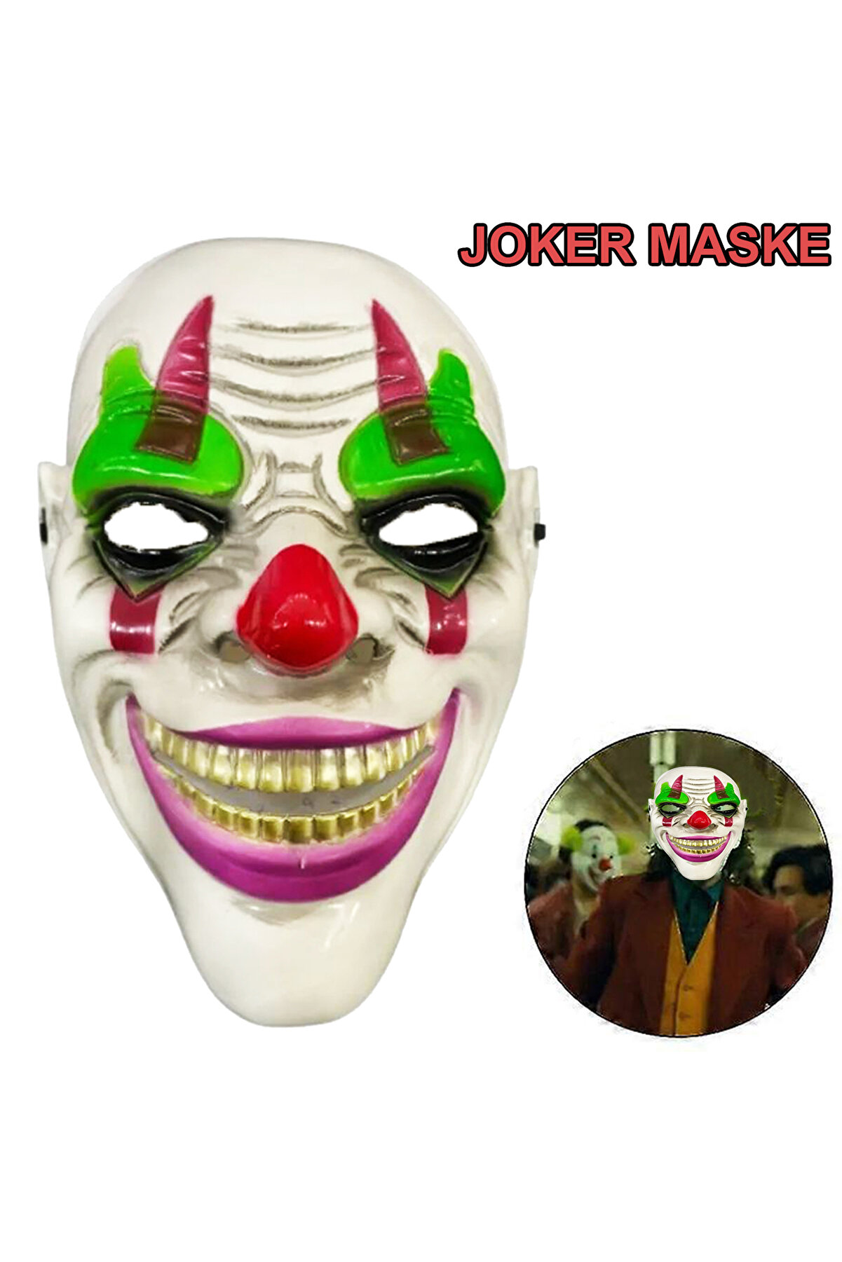 Go İthalat Deli̇rten G&uuml;l&uuml;ş Psi̇kopat Palya&ccedil;o Temalı Joker Maskesi̇ (5258)
