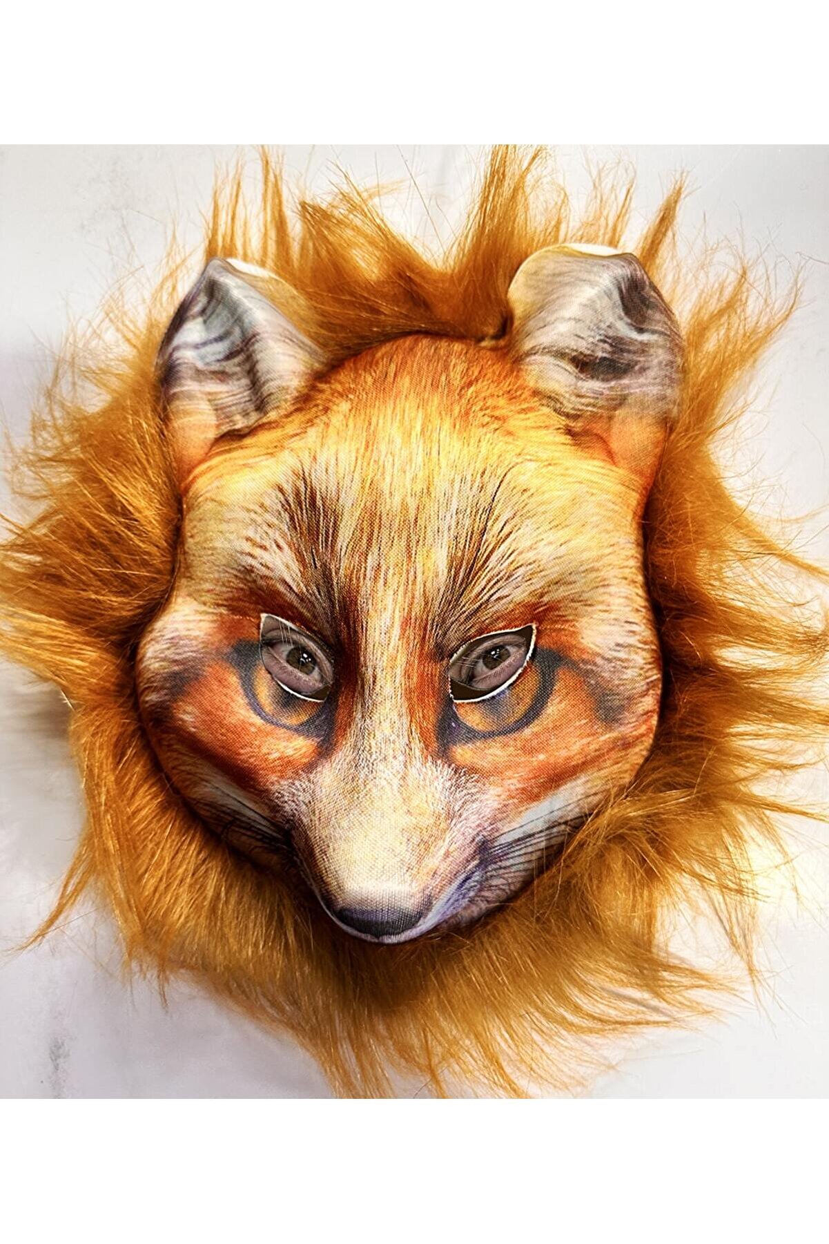 Go İthalat Kahverengi̇ Peluş Sa&ccedil;lı Ti̇lki̇ Maskesi̇ Mega Peluş 29 No (5258)