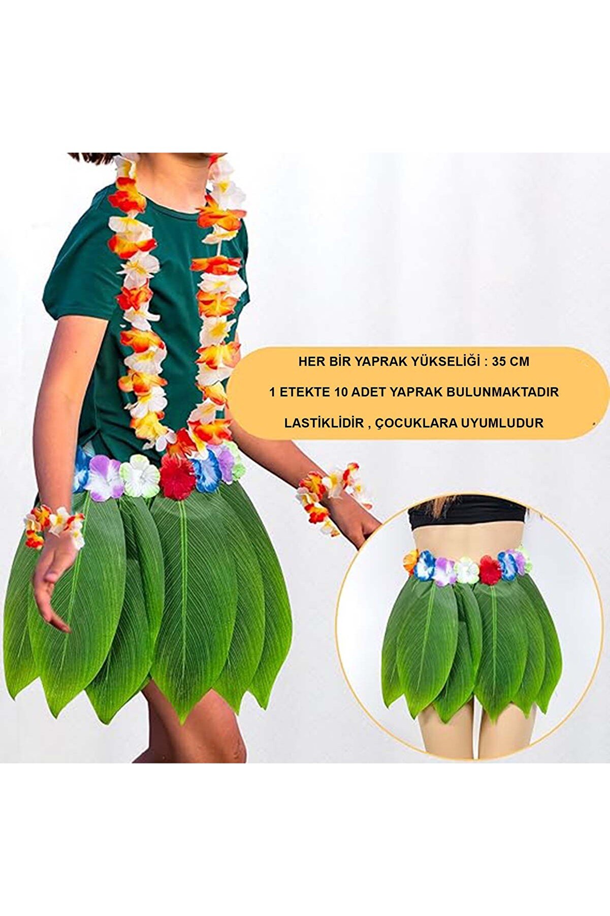 Go İthalat Tropi̇kal Esi̇nti̇li̇ Hawai̇i̇ Yapraklı Parti̇ Eteği̇ &Ccedil;ocuk Boy (4457)