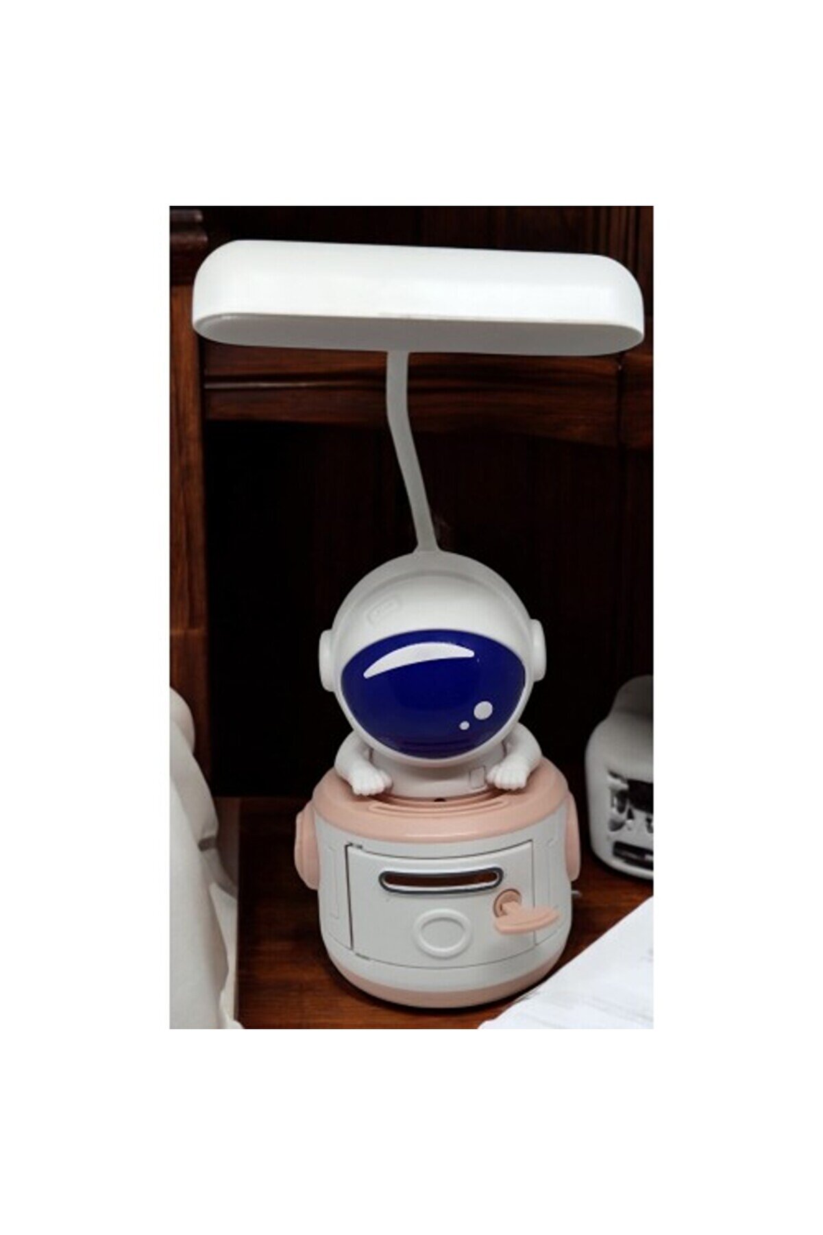 evimdeyokyok Astronot Şekilli Kumbaralı Şarjlı Masa Lambası