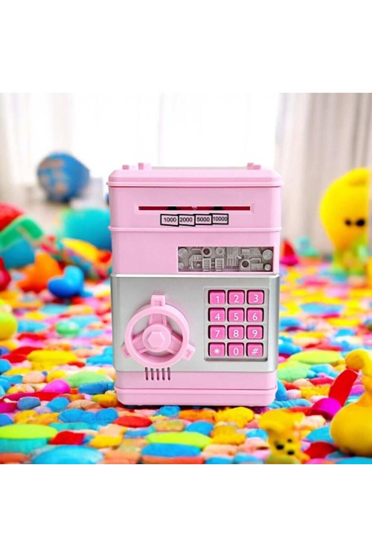 Şi̇freli̇ Otomati̇k Kağıt Para Alan Atm Pembe Kumbara