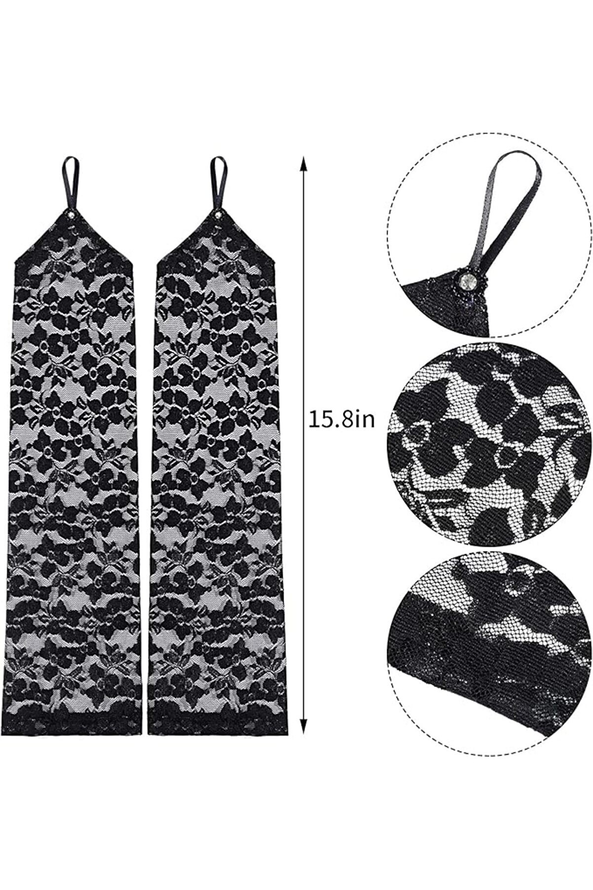 Go İthalat Parmak Askılı Zari̇f Gece Şıklığı Dantel Eldi̇ven 40 Cm (5258)