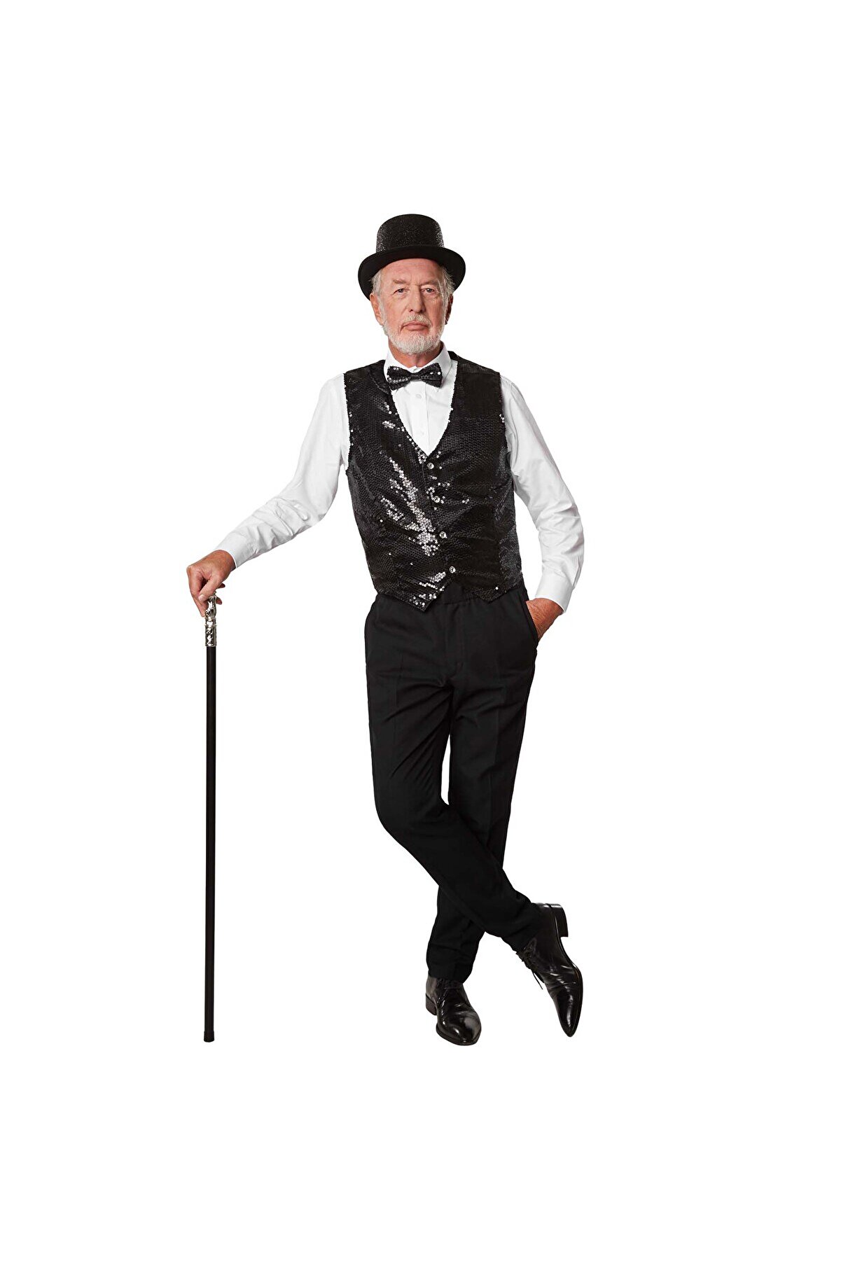 Go İthalat Gece Işıltısı Si̇yah Payetli̇ Pullu Papyon 7X2 Cm (5258)