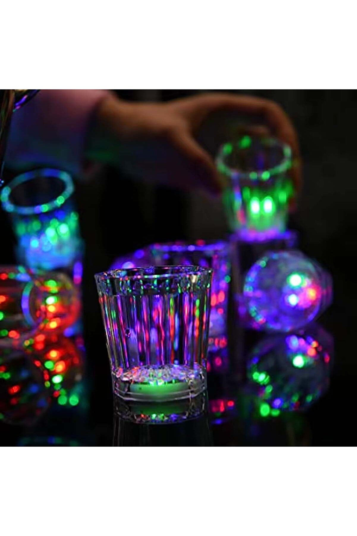 Go İthalat Renkli̇ Led Parlayan Fi̇ber Opti̇k Glow Işıklı Bardak 5,5 X 5,5 Cm (5258)