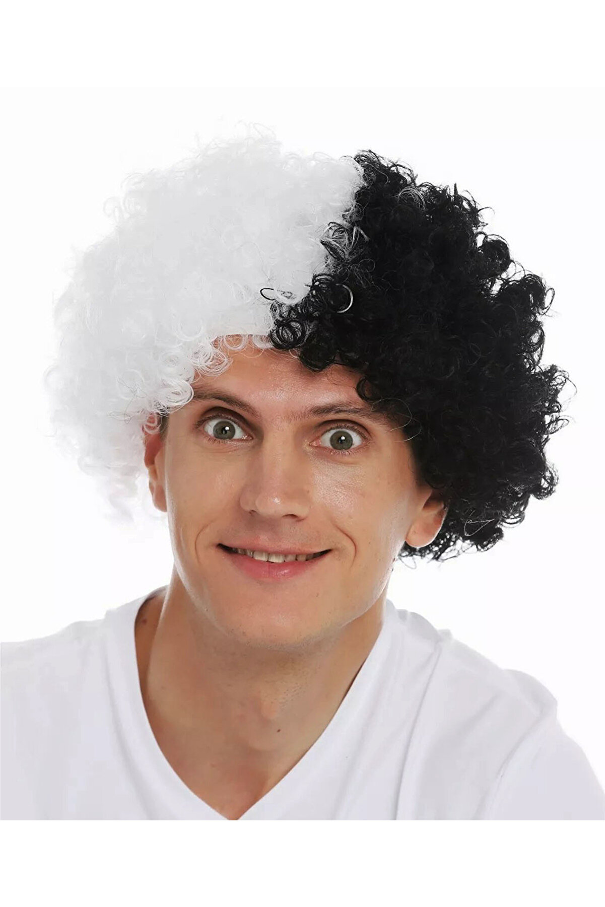 Go İthalat Si̇yah Beyaz Kıvırcık Afro Bonus Peruk Taraftar Bonus Sa&ccedil; (5258)