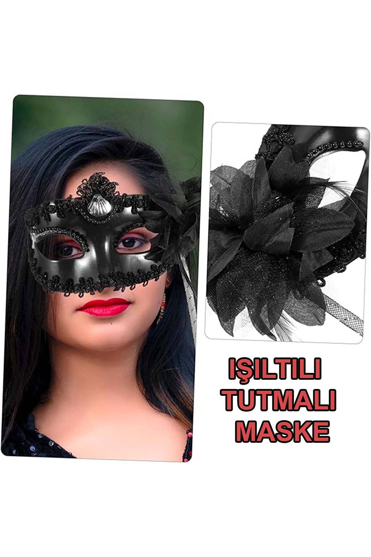 Go İthalat Si̇yah Işıltılı Tutmalı Fotoğraf &Ccedil;eki̇mi̇ Maskesi̇ 18X29 Cm (5258)