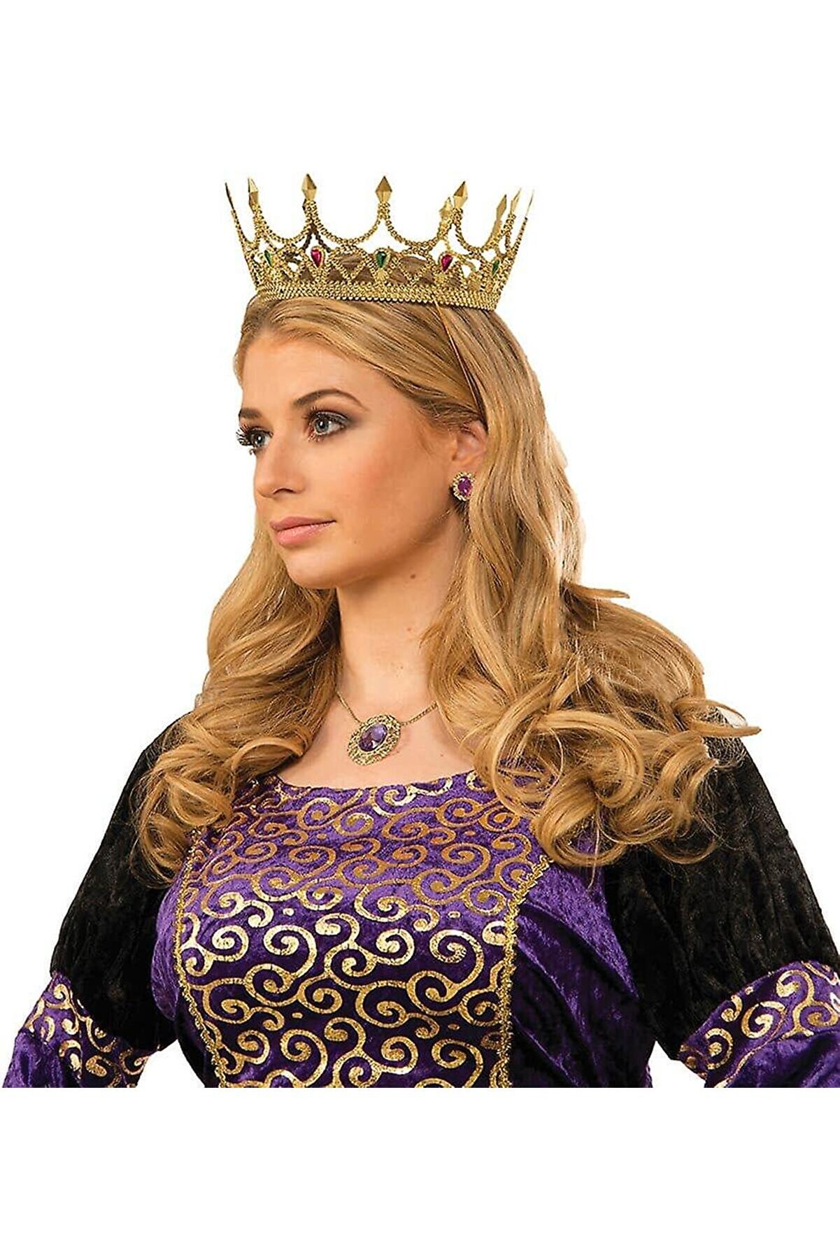 Go İthalat Taşlı R&ouml;nesans Kost&uuml;ml&uuml; Krali̇yet Orta&ccedil;ağ Altın Krali̇&ccedil;e Prenses Tacı (5258)