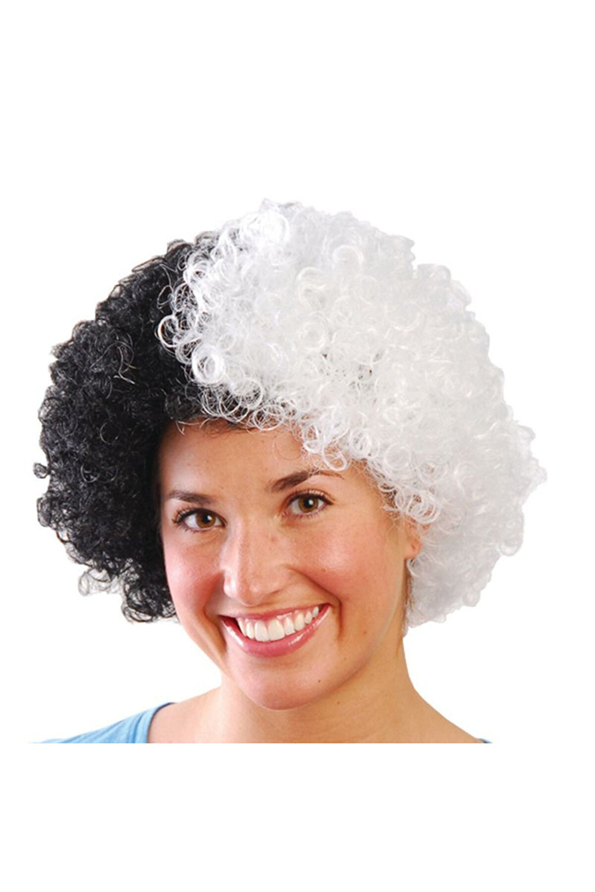 Go İthalat Si̇yah Beyaz Kıvırcık Afro Bonus Peruk Taraftar Bonus Sa&ccedil; (5258)