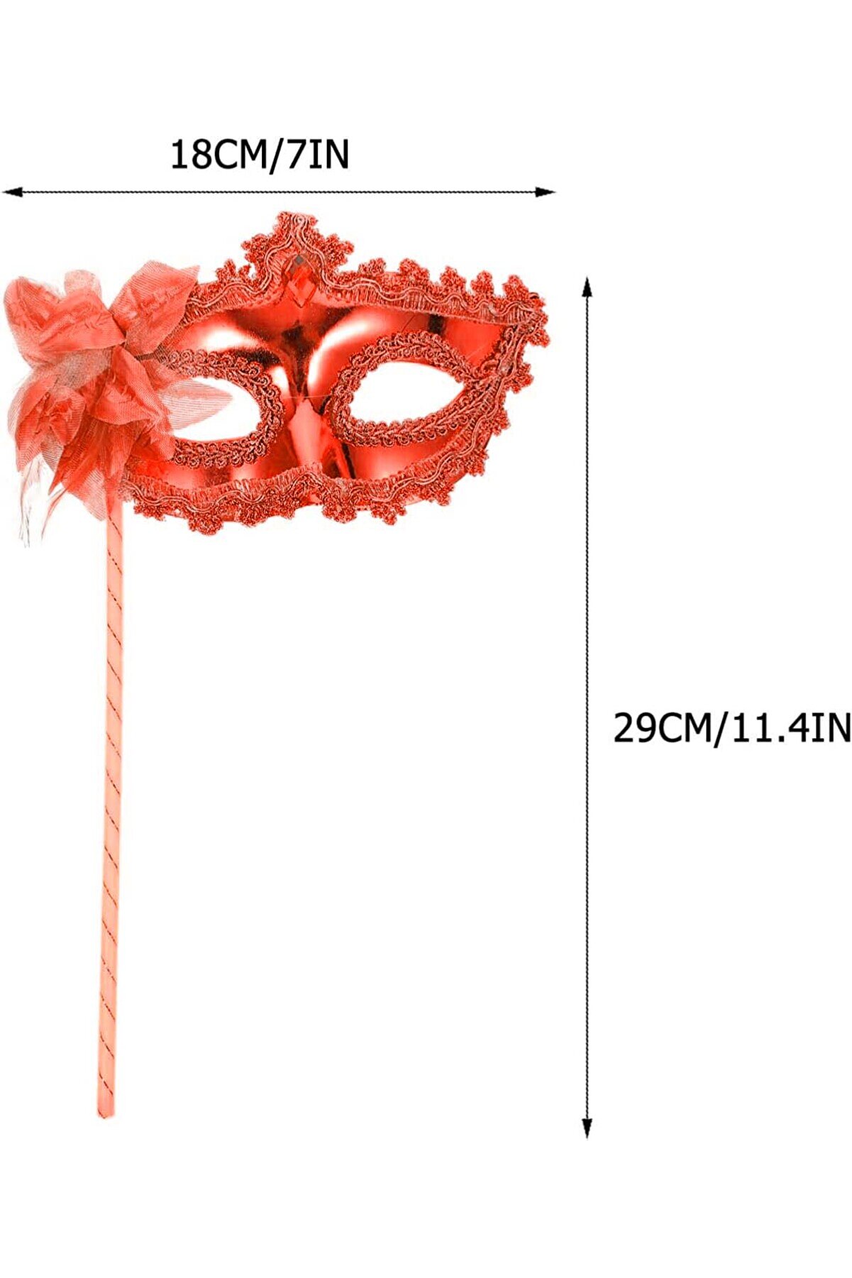 Go İthalat Kırmızı Işıltılı Tutmalı Fotoğraf &Ccedil;eki̇mi̇ Maskesi̇ 18X29 Cm (5258)