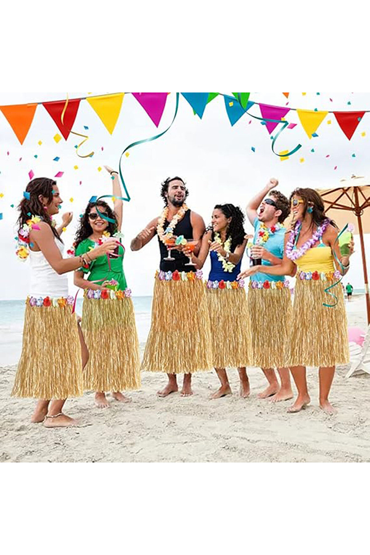 Go İthalat Hawai̇i̇ Tarzı Hula Eteği̇ &ndash; 60 Cm Hasır Naturel Etek (4457)