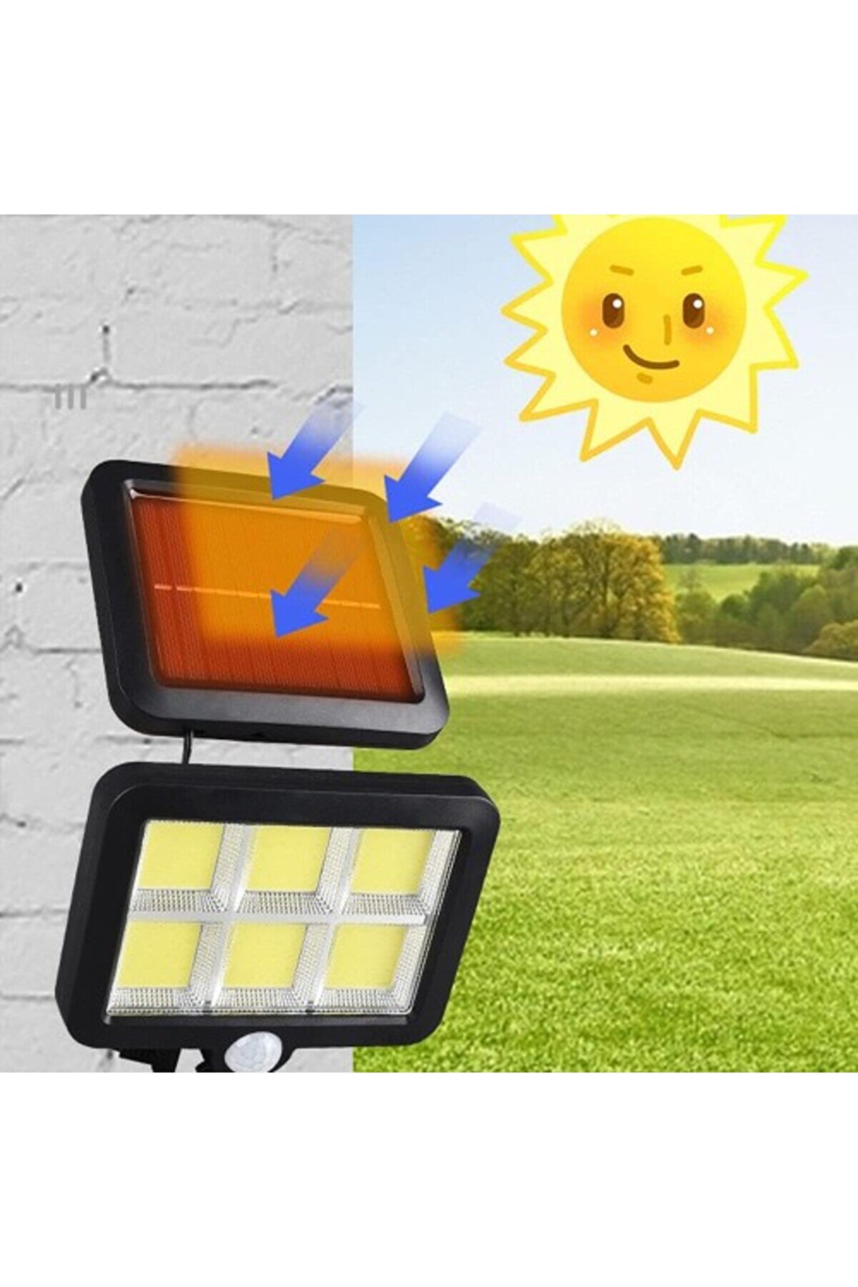 120 Cob Led Solar Panelli̇ 3 Modlu Duvar Lambası