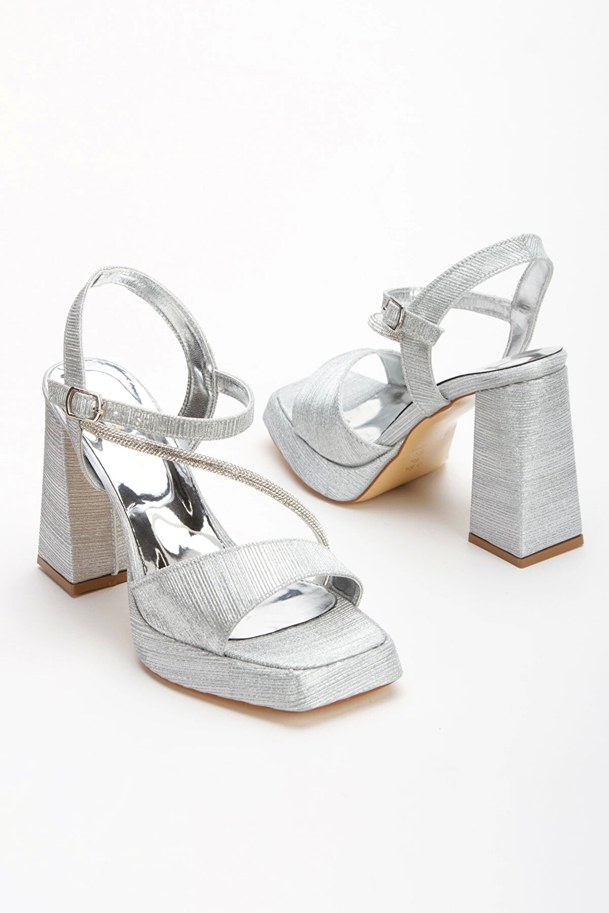 Gult Kadın Platformlu Gece Ayakkabısı Taşlı