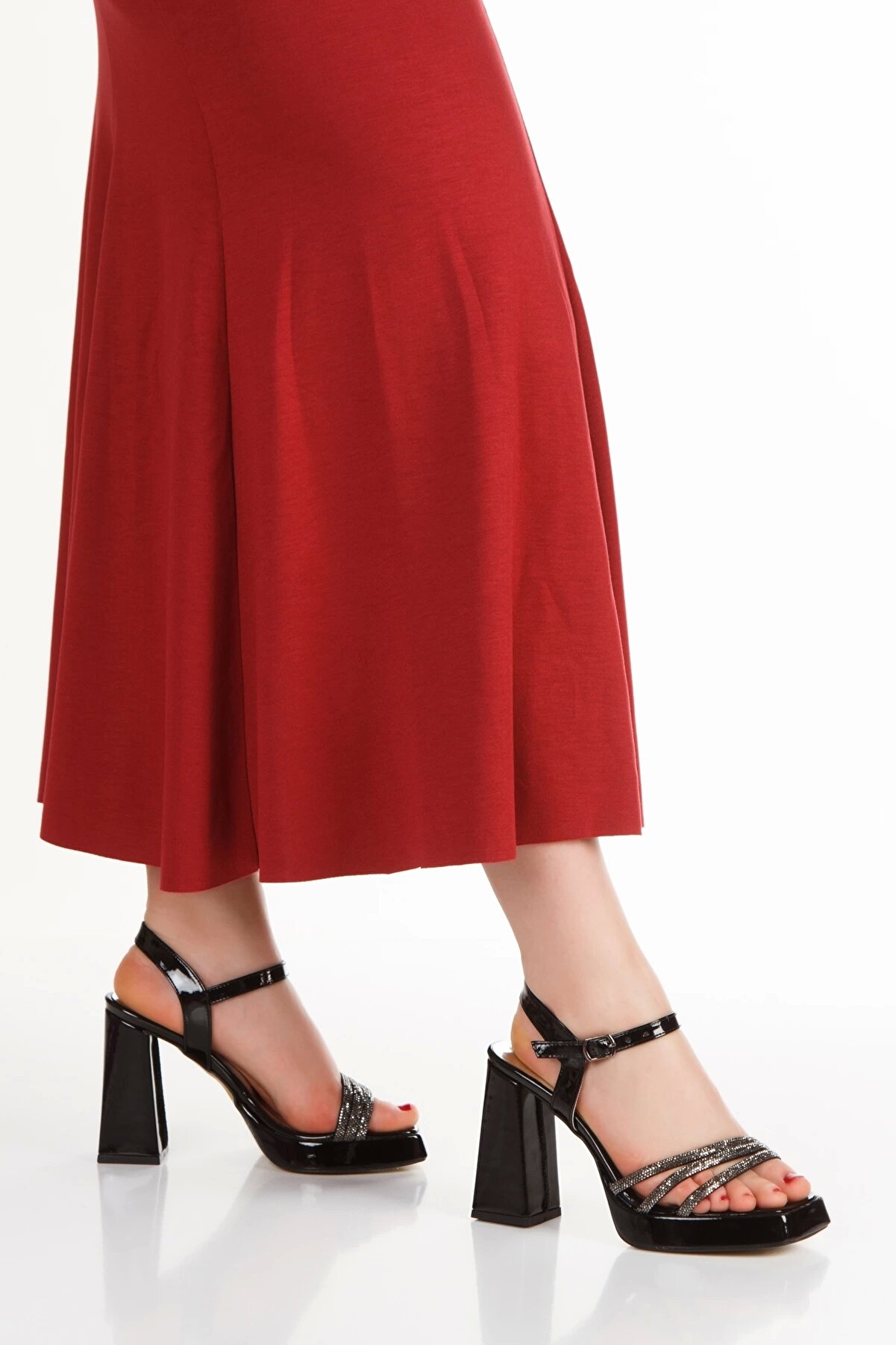 Gult Kadın Platformlu Gece Ayakkabısı Taşlı