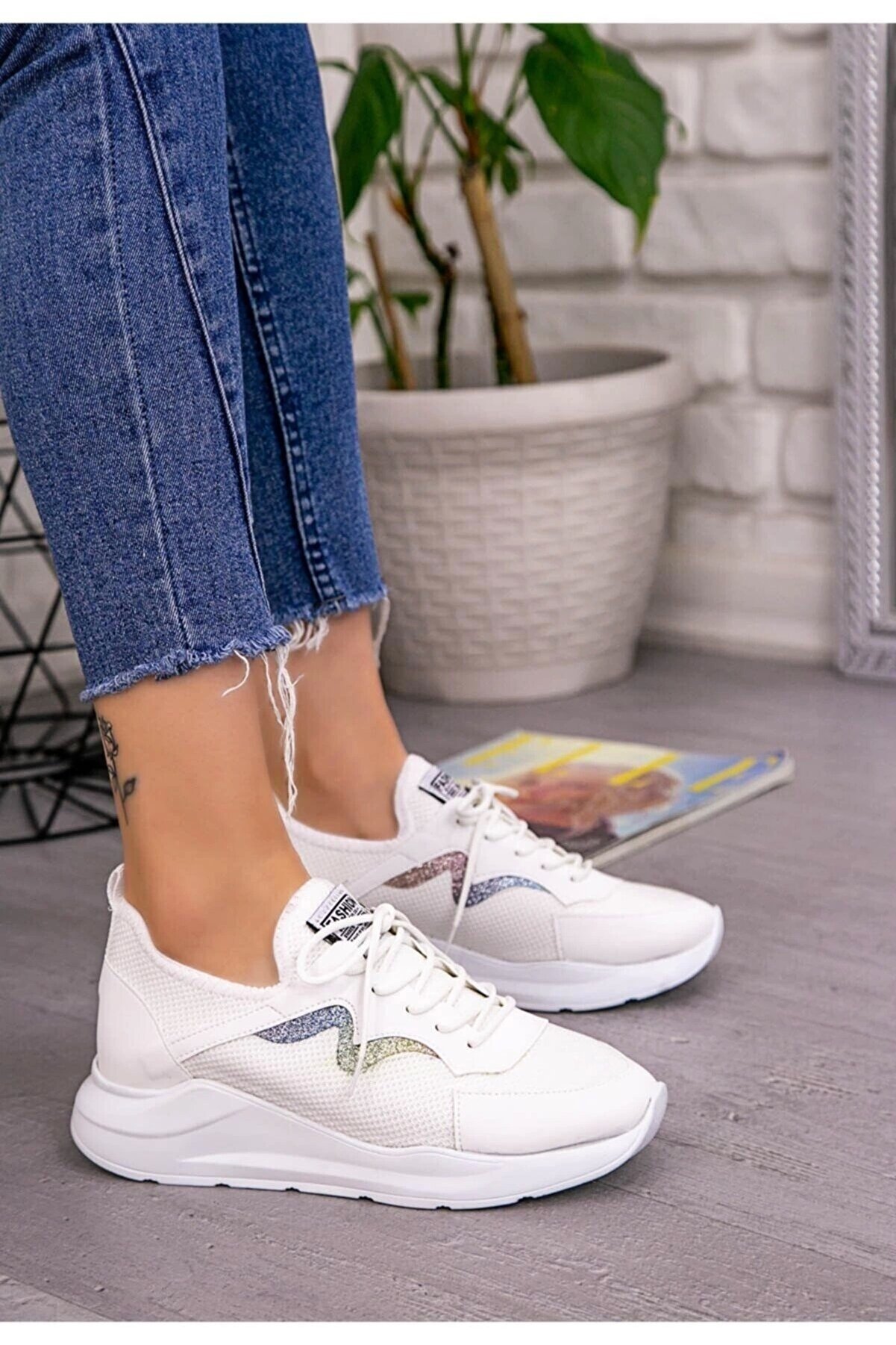 Gult Kadın Beyaz Günlük Spor Ayakkabı Fsp00056
