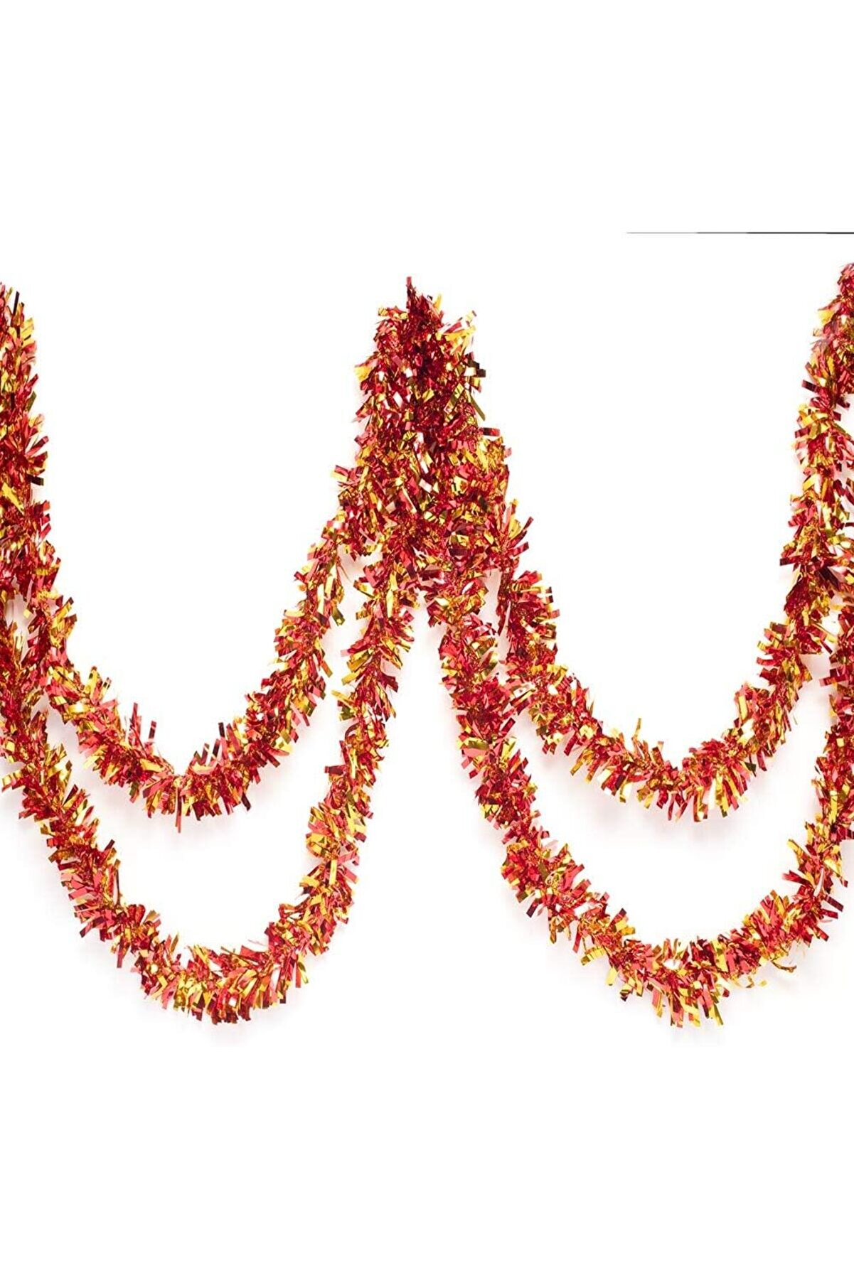 Go İthalat Kırmızı Altın Renk 4 Cm Geni̇şli̇k Garland &Ccedil;i̇ft Renk Si̇m S&uuml;s 180 Cm (5258)