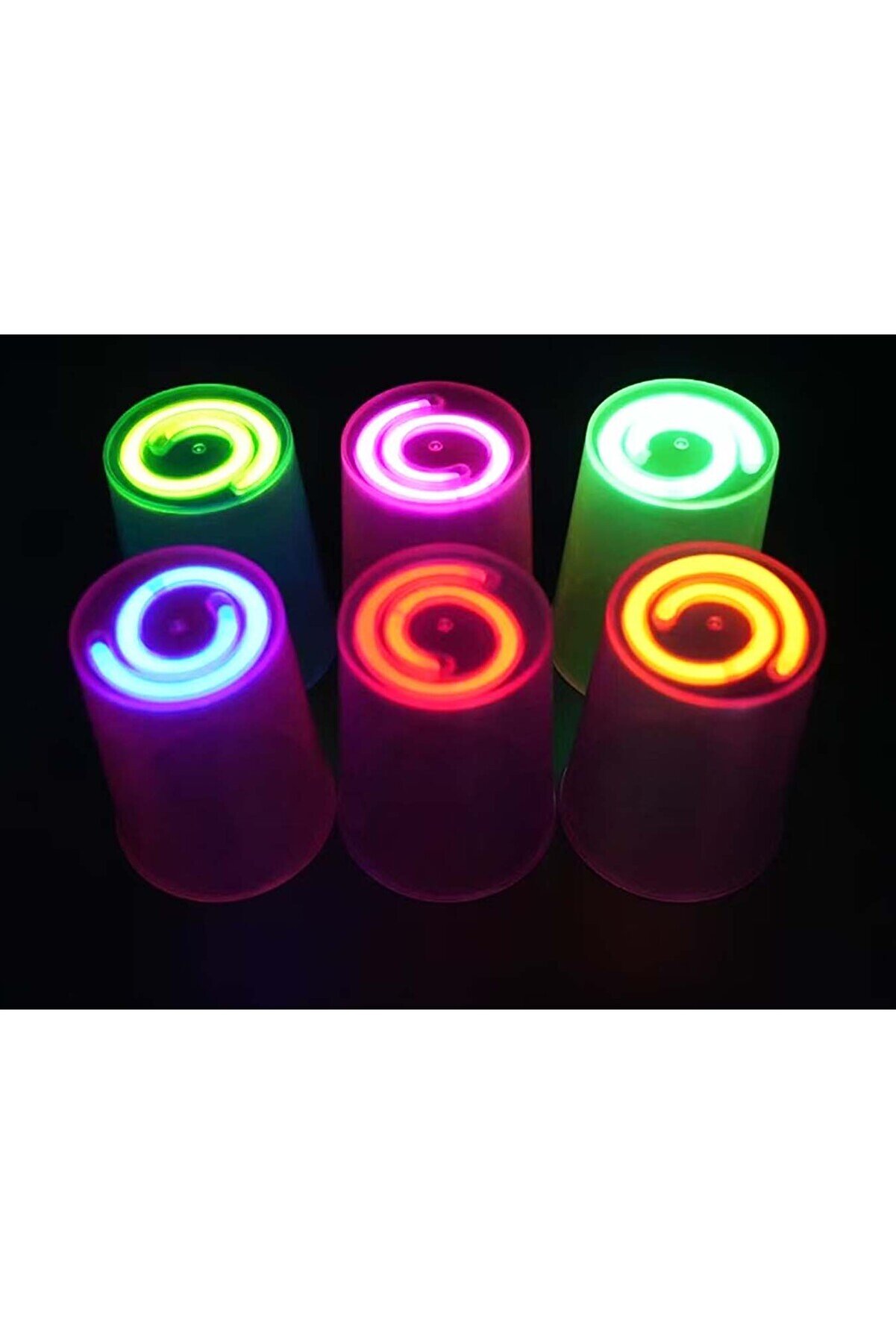 Go İthalat Karanlıkta Yanan Gece Işığı Mega Glow Bardaklar 8 Adet 8.5 X 10.5 Cm (5258)