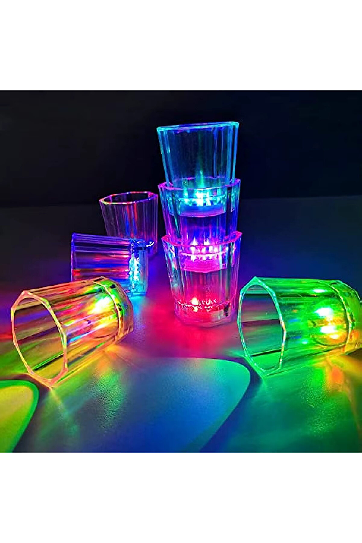 Go İthalat Renkli̇ Led Parlayan Fi̇ber Opti̇k Glow Işıklı Bardak 5,5 X 5,5 Cm (5258)