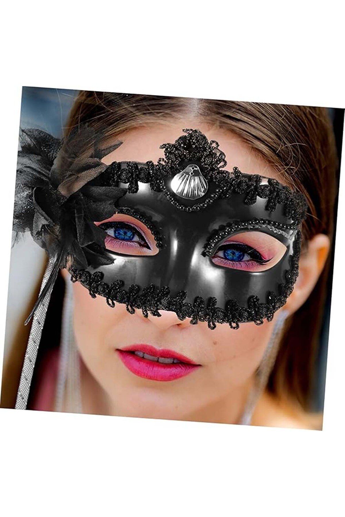 Go İthalat Si̇yah Işıltılı Tutmalı Fotoğraf &Ccedil;eki̇mi̇ Maskesi̇ 18X29 Cm (5258)