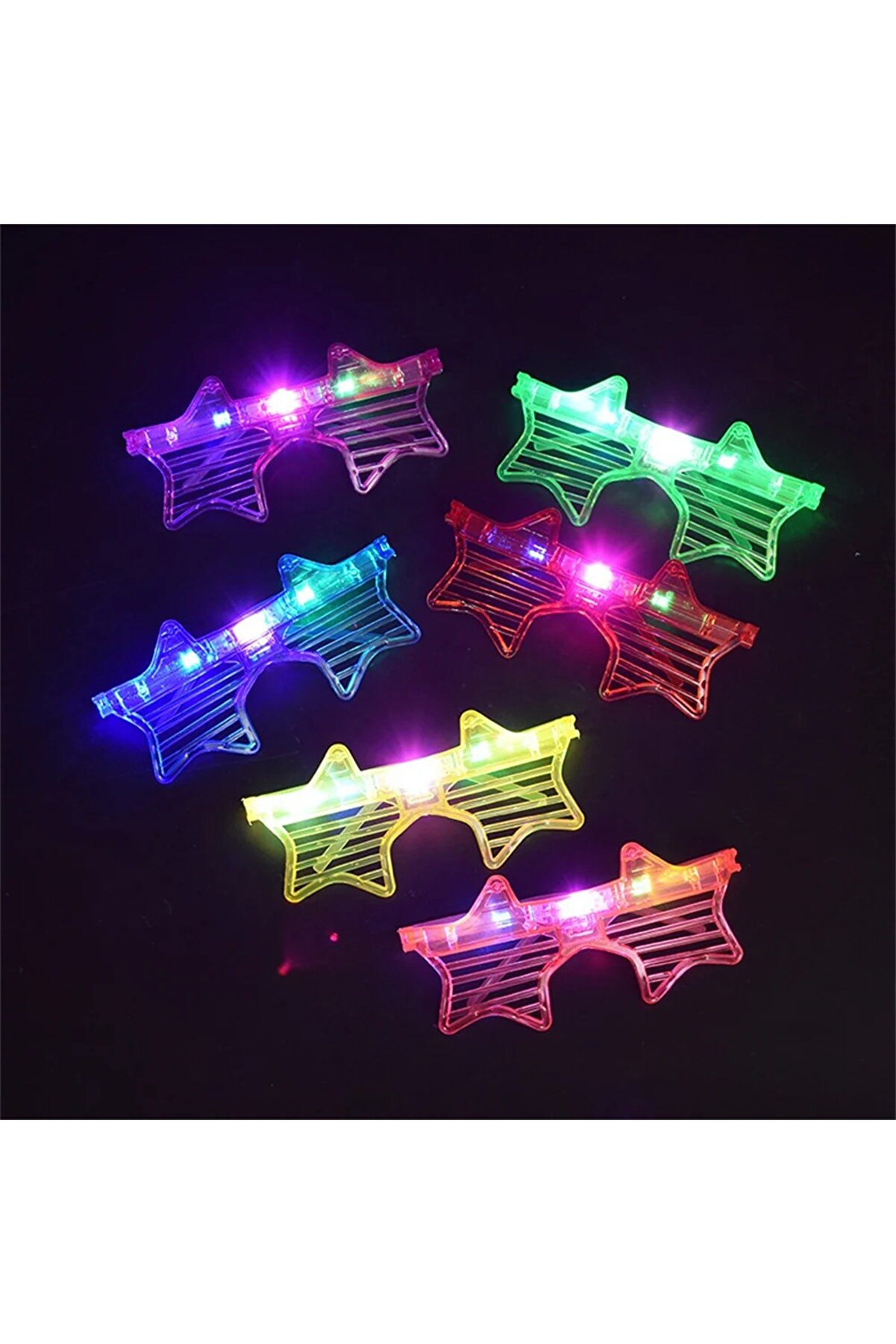 Go İthalat Işıklı Yıldız G&ouml;zl&uuml;k Ledli̇ Parti̇ G&ouml;zl&uuml;ğ&uuml; 6 Renk 12 Adet (5258)