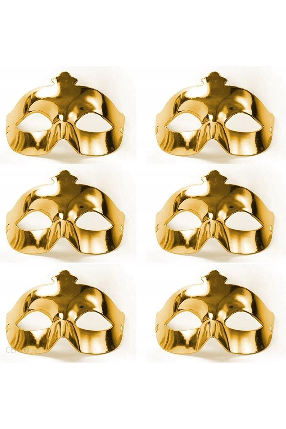 Go İthalat Altın Metali̇ze Renk D&uuml;z Balo Parti̇ Maskesi̇ 6 Adet (5258)