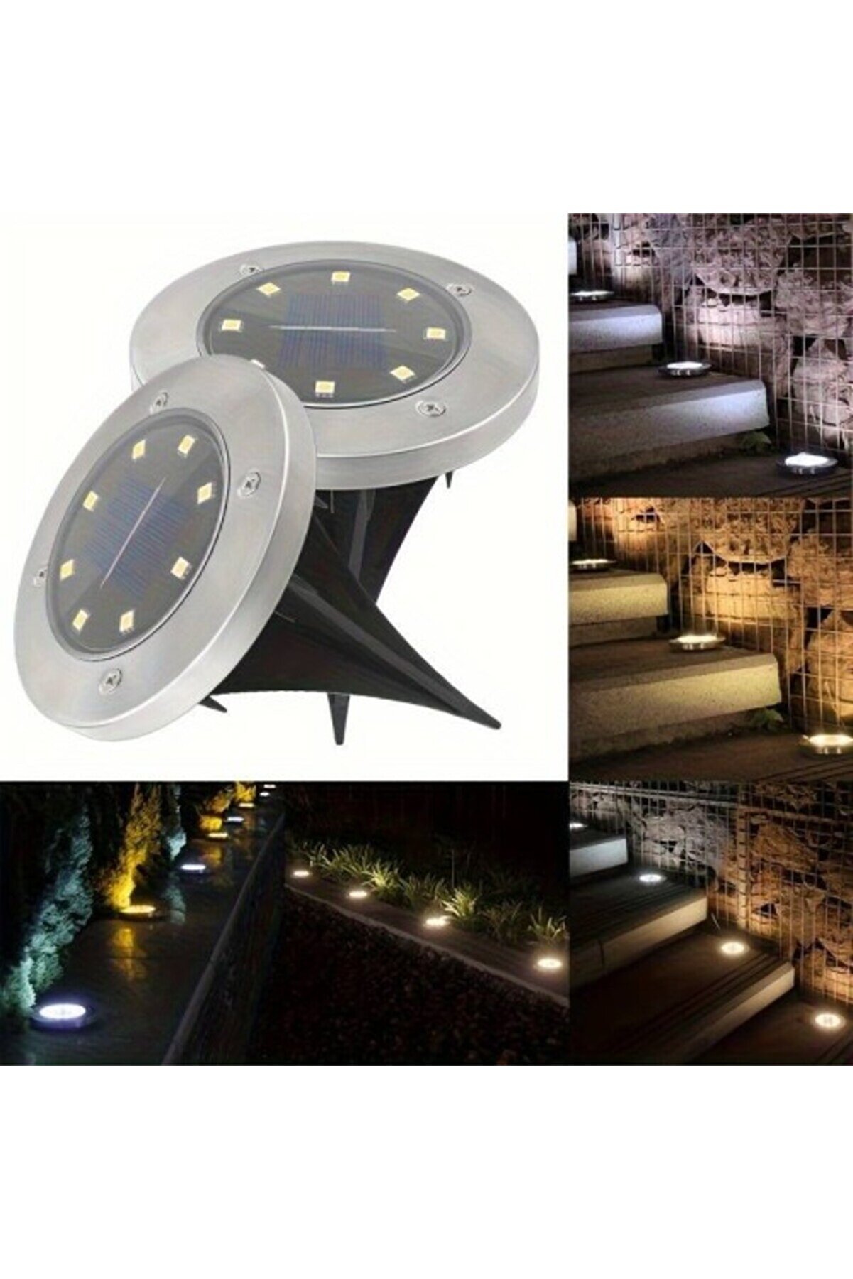 4 Lü Solar Panelli̇ Kazıklı Bahçe Aydınlatması