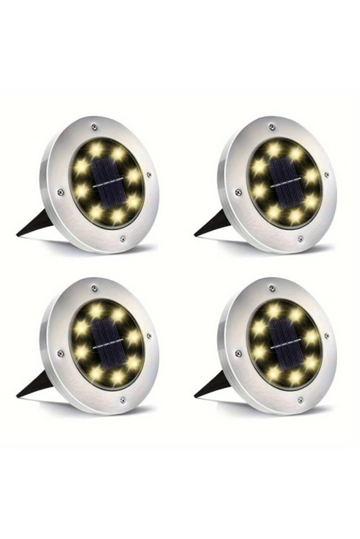 4 Lü Solar Panelli̇ Kazıklı Bahçe Aydınlatması