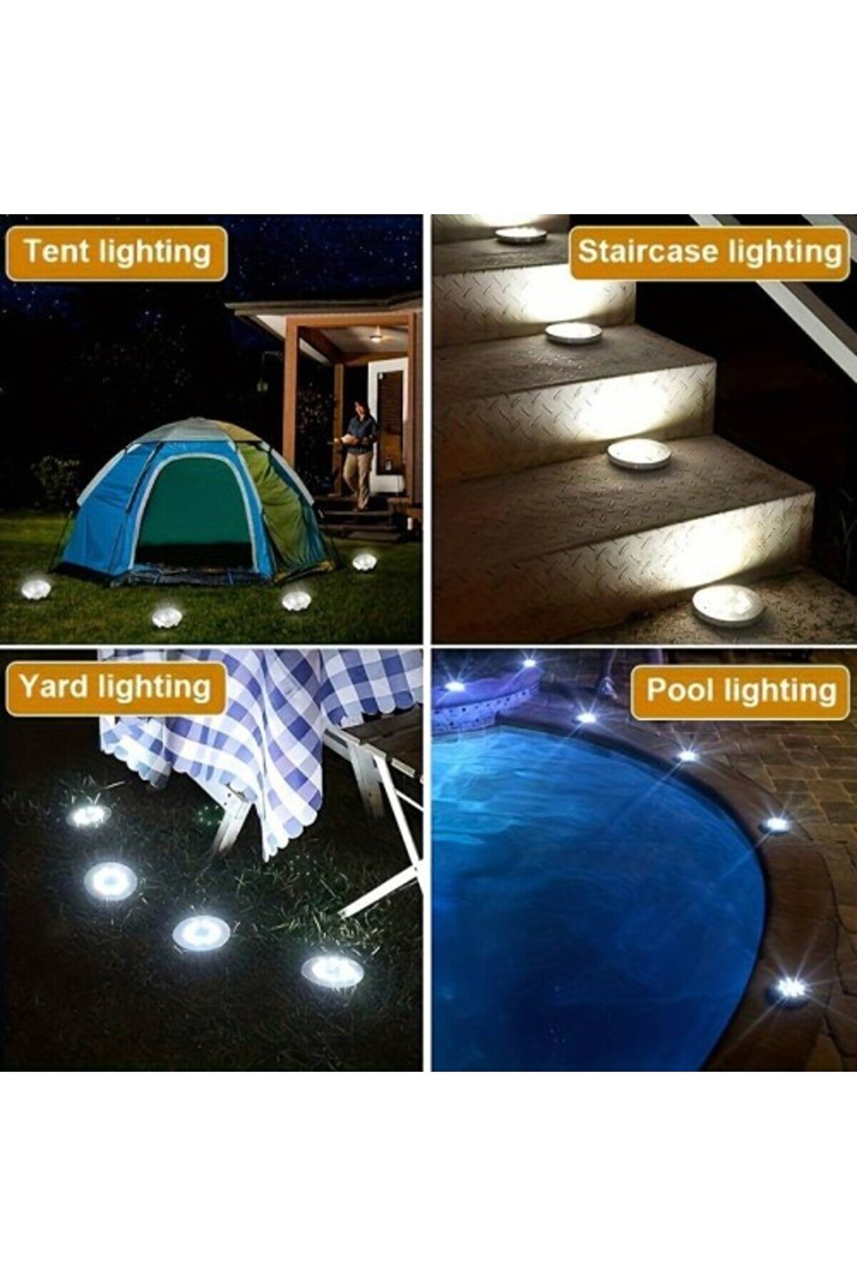 4 Lü Solar Panelli̇ Kazıklı Bahçe Aydınlatması