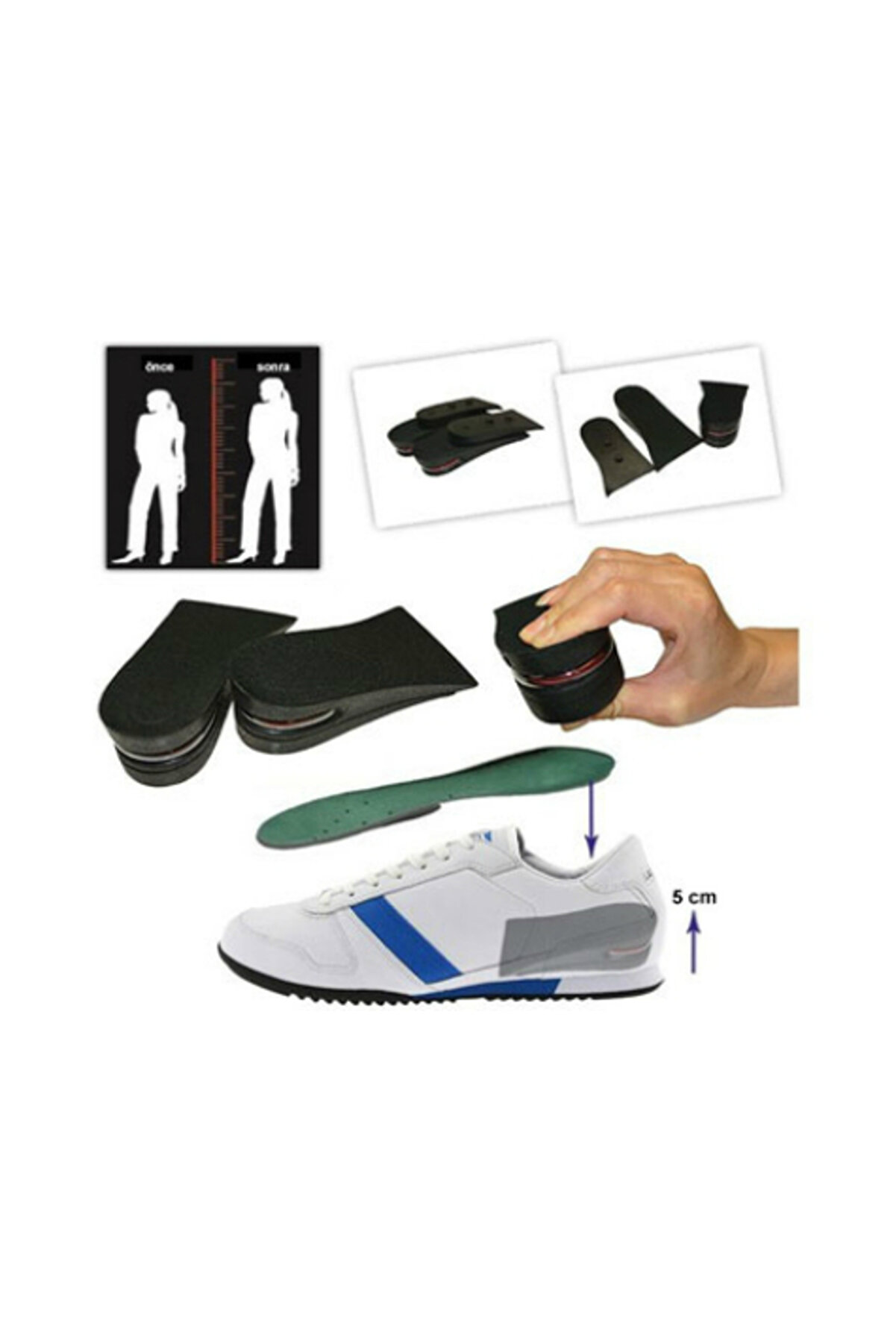 Ethab Ti̇caret Hava Yastıklı Boy Uzatıcı Tabanlık (7 Cm Daha Fazla Boy Uzunluğu) - 37 Numara