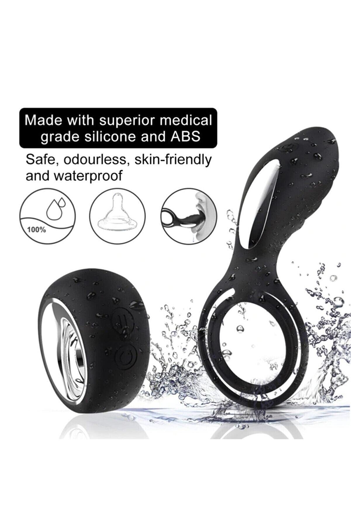 Erox Pri̇vate Body Safe Black &Ccedil;ok Y&ouml;nl&uuml; Uzaktan Kumandalı Peni̇s Halkası Anal Vi̇brat&ouml;r