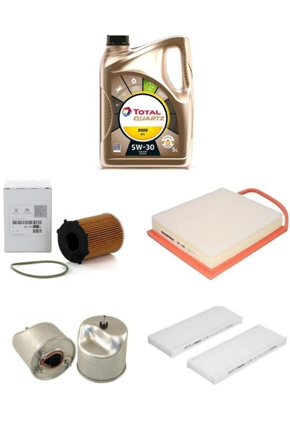 TOTAL İneo Ecs 5w30 4lt Peugeot 301 Citroen C-elysee Uyumlu 1.6 Hdi Euro 5 Filtre Bakım Seti