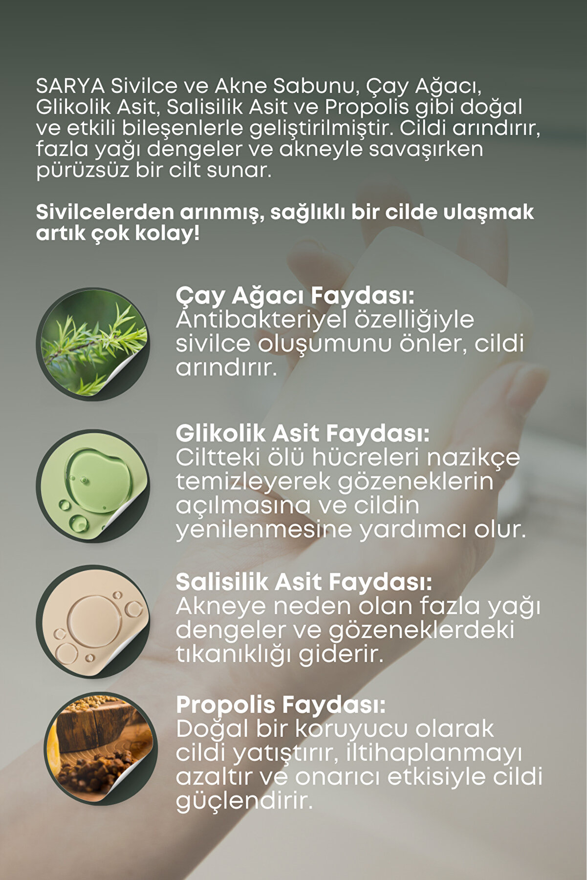Si̇vi̇lce Ve Akne Sabunu Çay Ağacı Gli̇koli̇k Asi̇t Sali̇si̇li̇k Asi̇t Propoli̇s (3 Lü Paket)