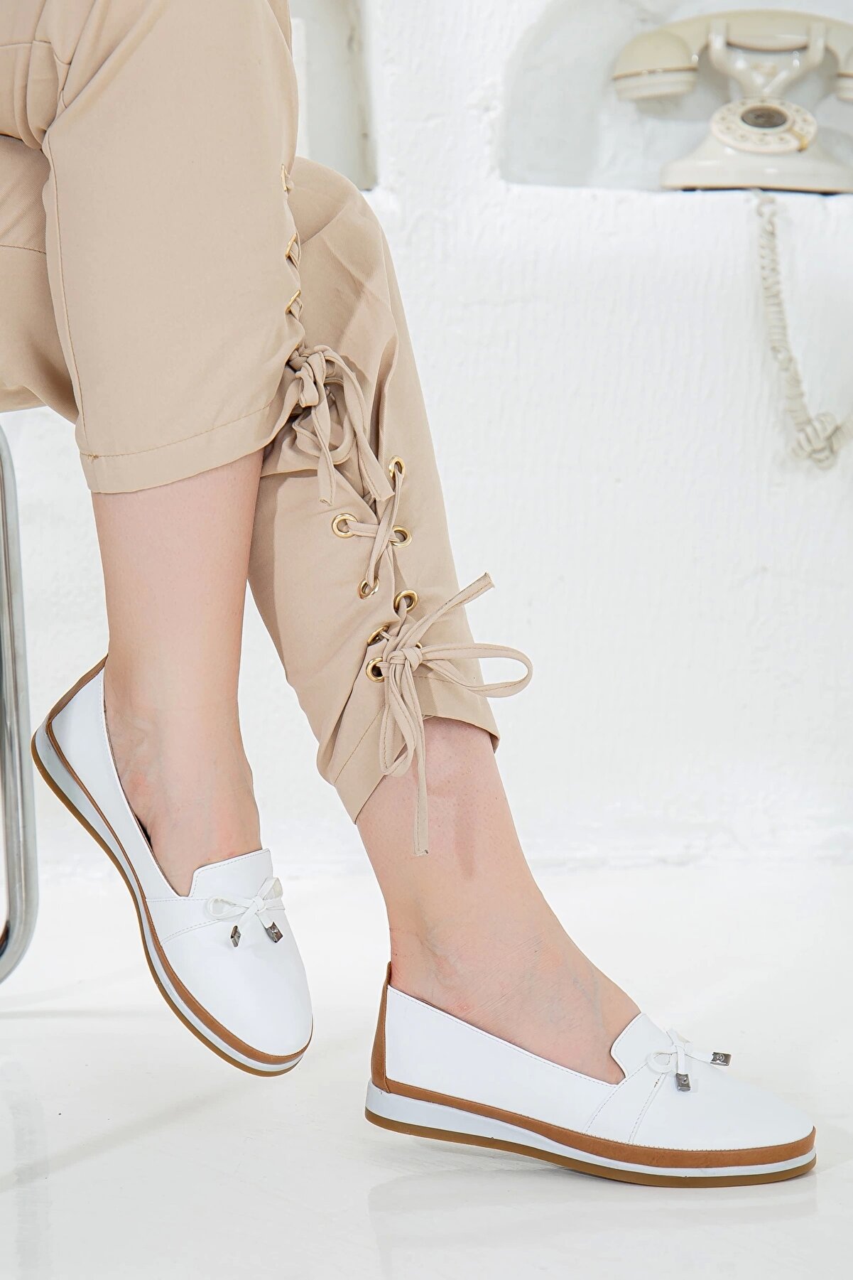 Gult Kadın Lofer Babet Beyaz