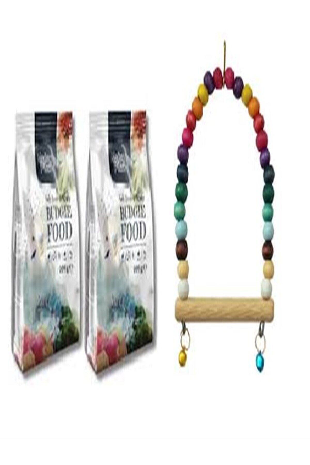 Natura Muhabbet Kuş Yemi̇ 500 Gr X 2 Adet + Muhabbet Kuş Boncuklu Salıncağı