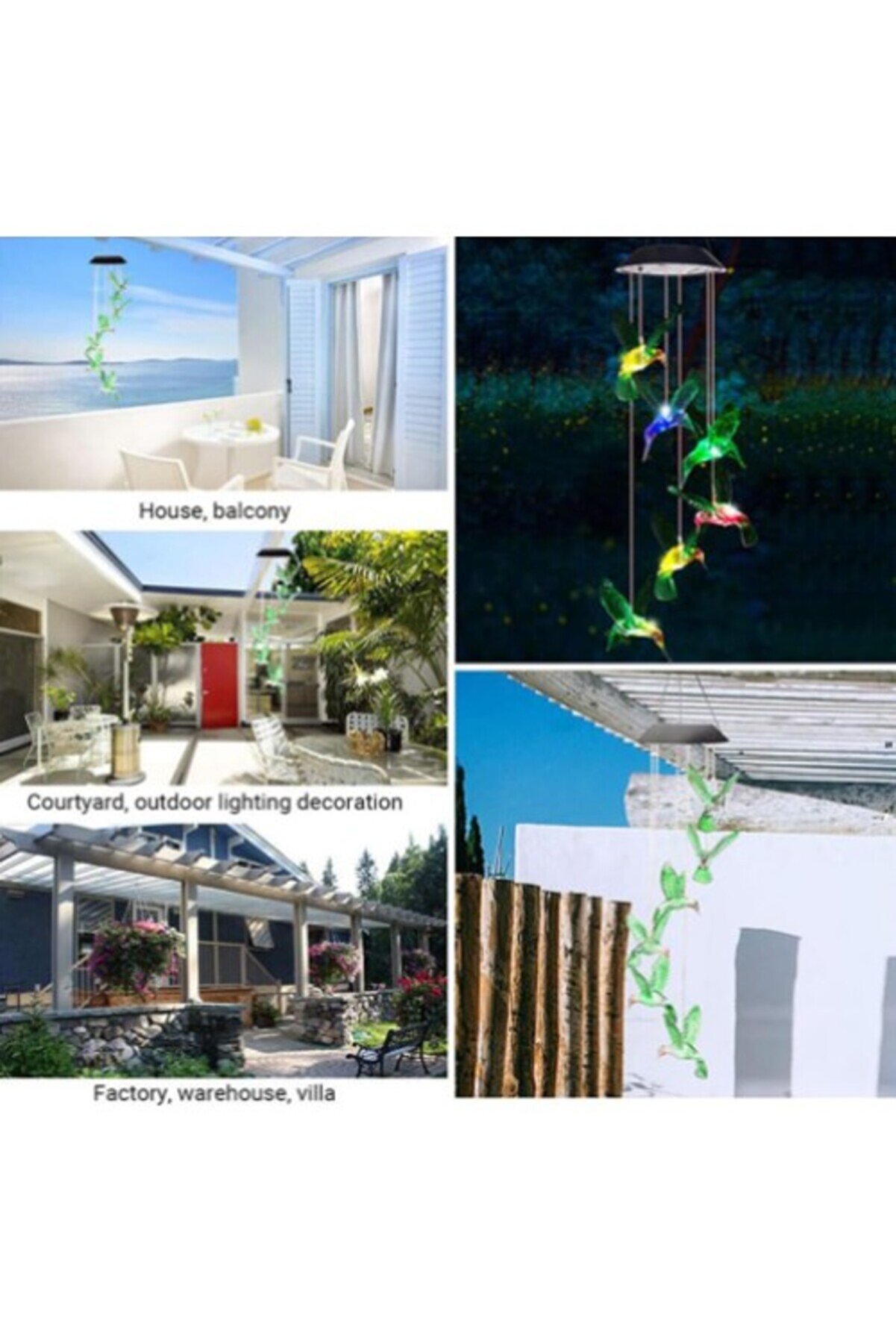 Solar Led Işıklı Kuşlu Bahçe Dekoru 6 Ledli̇,Renkli̇ Işık