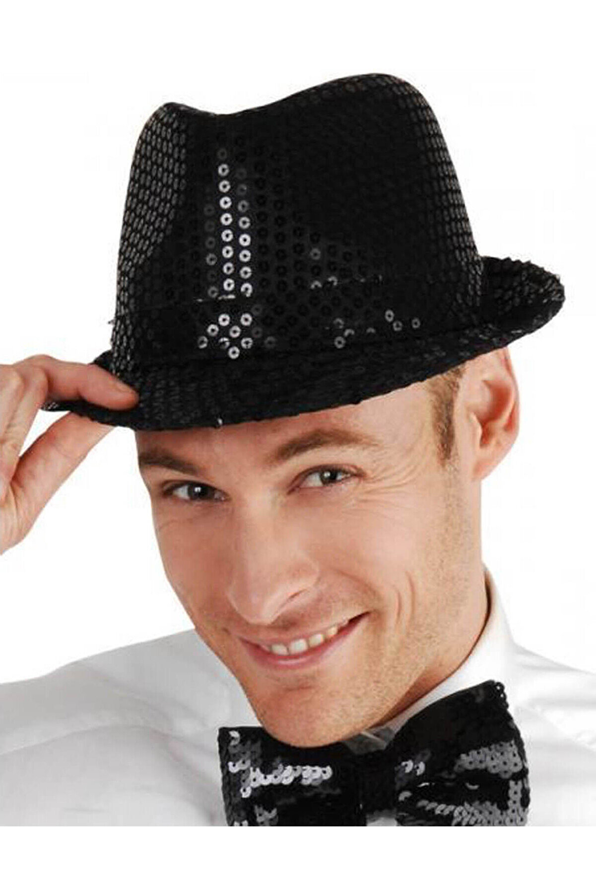 Ethab Ti̇caret Si̇yah Payetli̇ F&ouml;tr Şapka Yeti̇şki̇n Boy