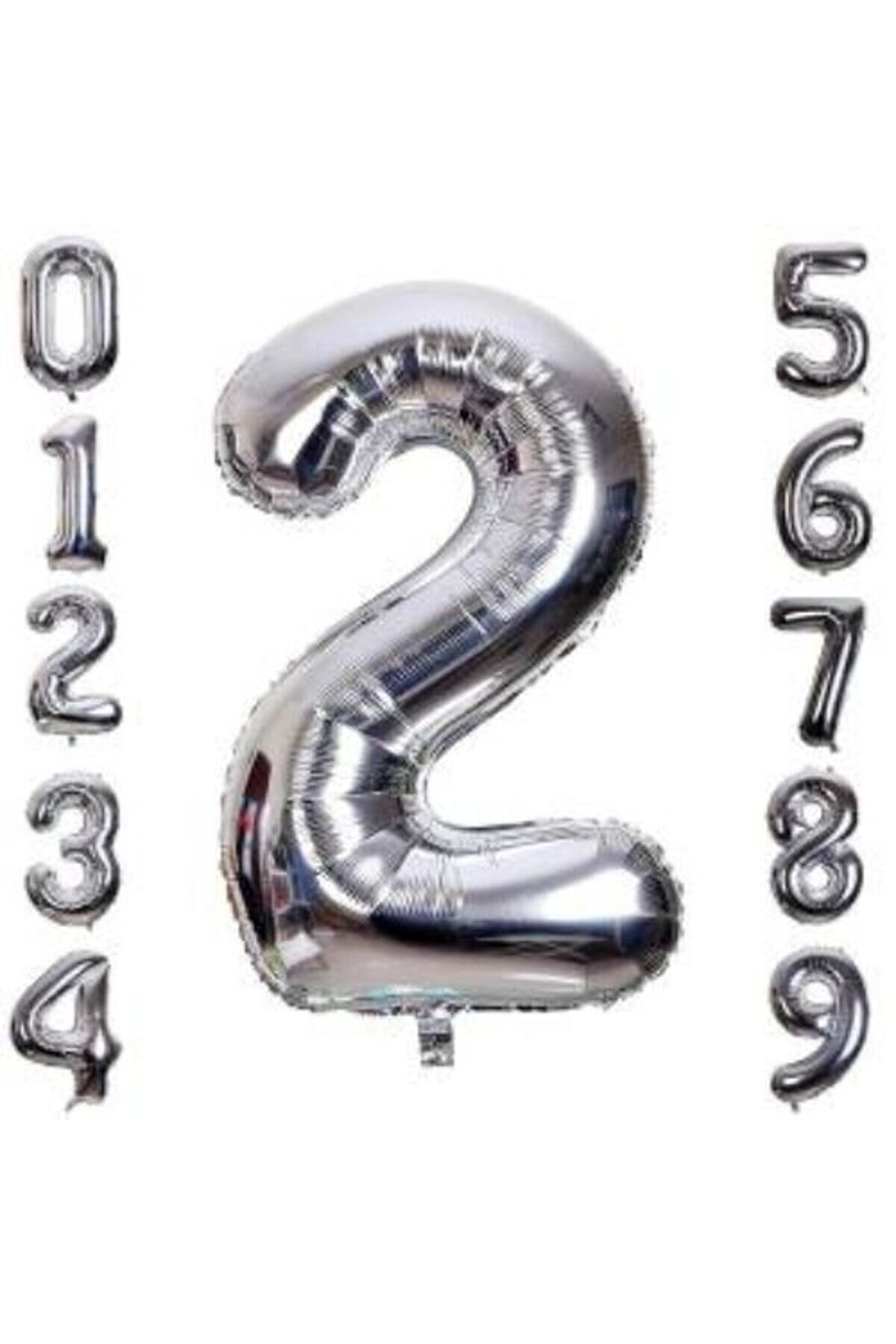 Ethab Ti̇caret G&uuml;m&uuml;ş Rengi̇ Folyo Rakam Balon 1 Metre