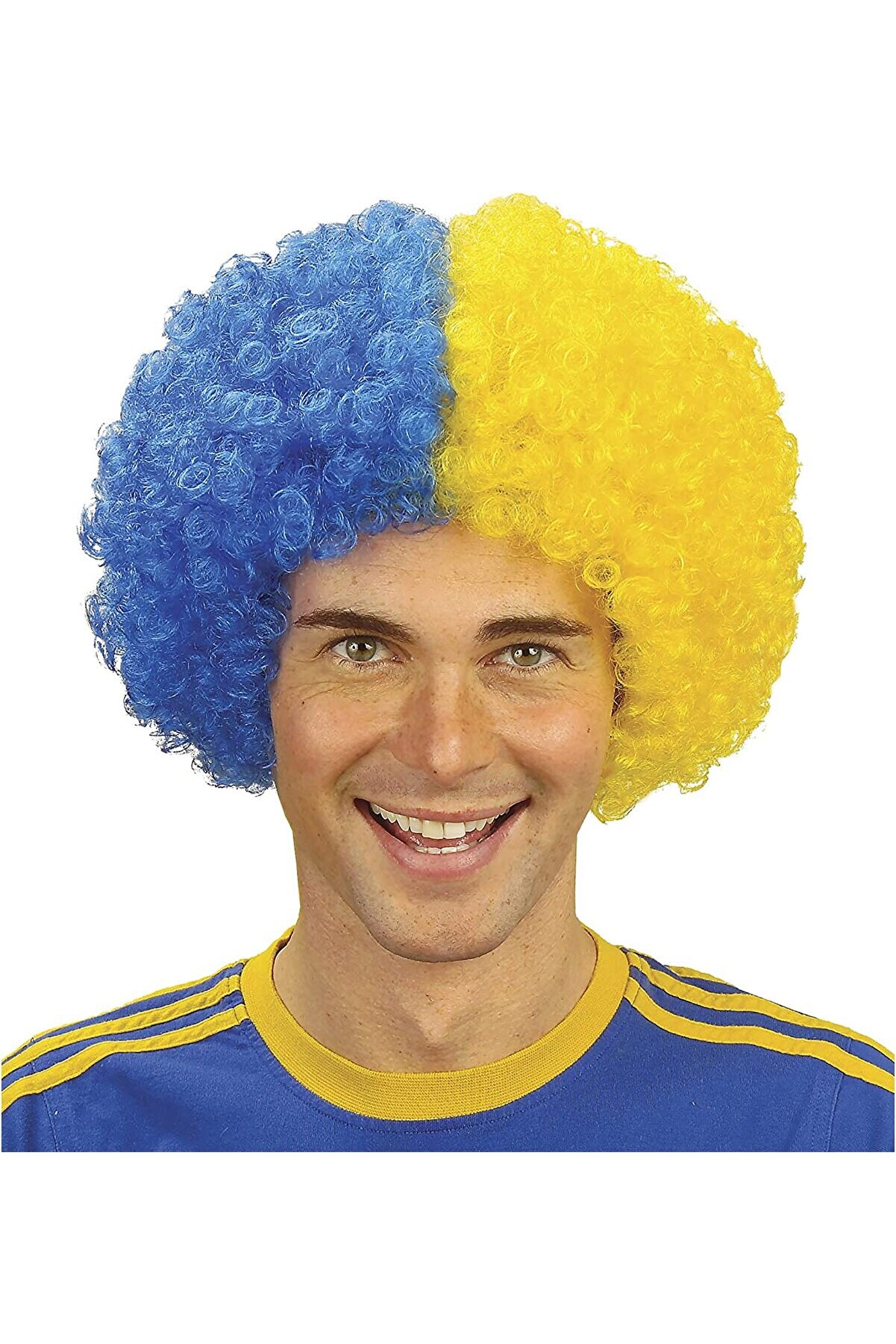 Ethab Ti̇caret Sarı Laci̇vert Kıvırcık Afro Bonus Taraftar Peruğu