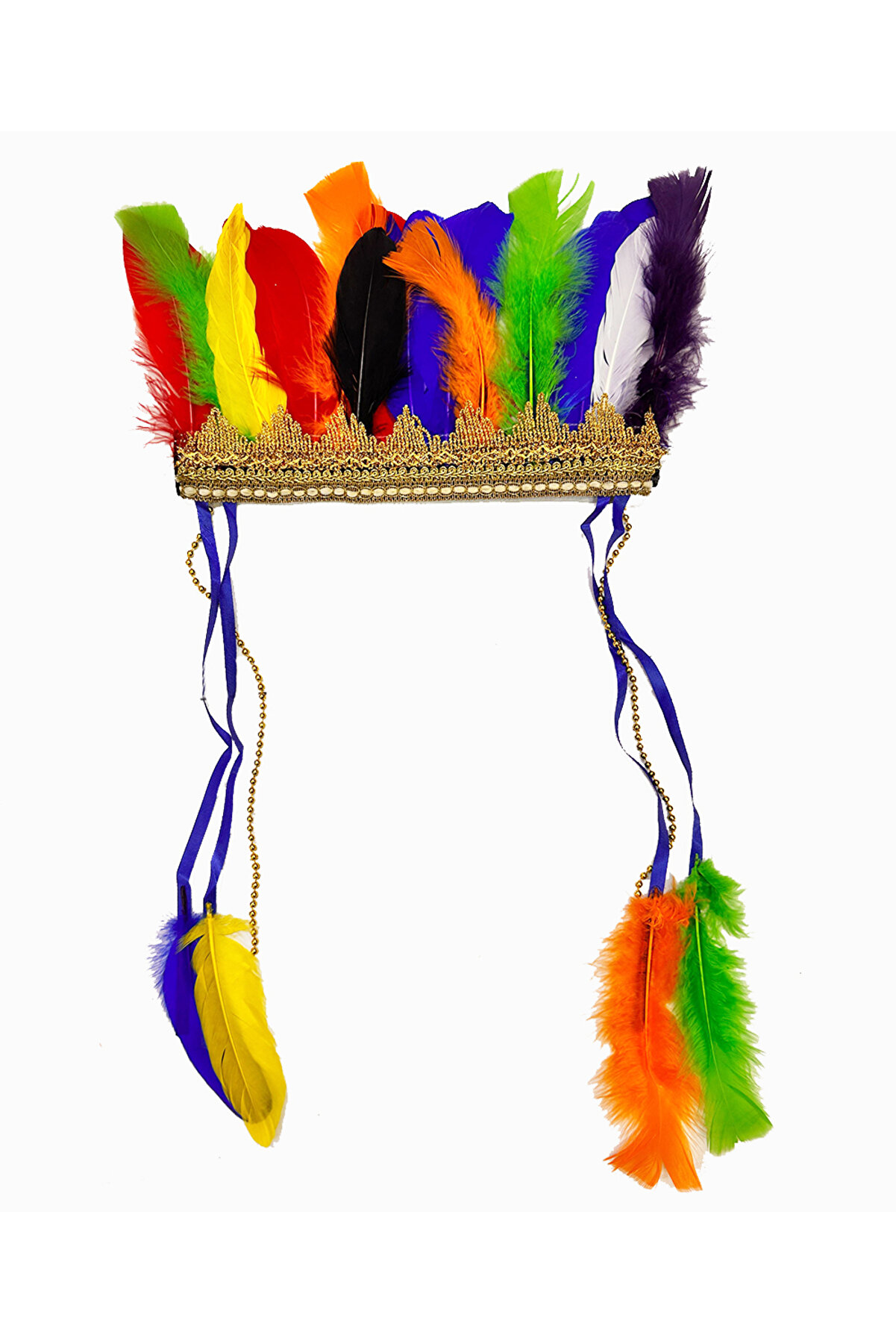 Ethab Ti̇caret Rengarenk T&uuml;ylerle İşlenmi̇ş Lasti̇kli̇ Kızılderi̇li̇ Başlığı