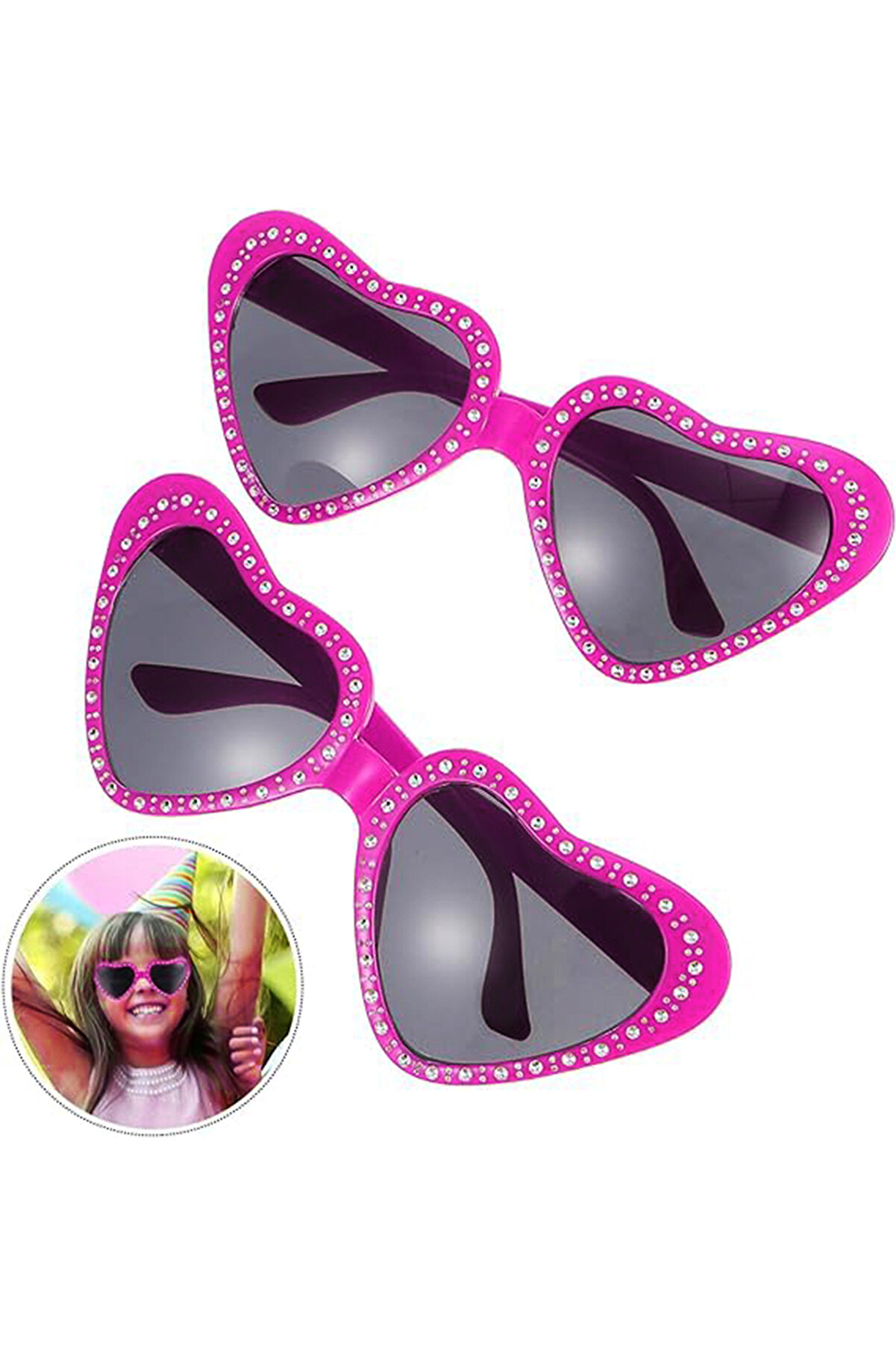 Ethab Ti̇caret Pembe Kalp Taşlı Parti̇ G&ouml;zl&uuml;ğ&uuml;