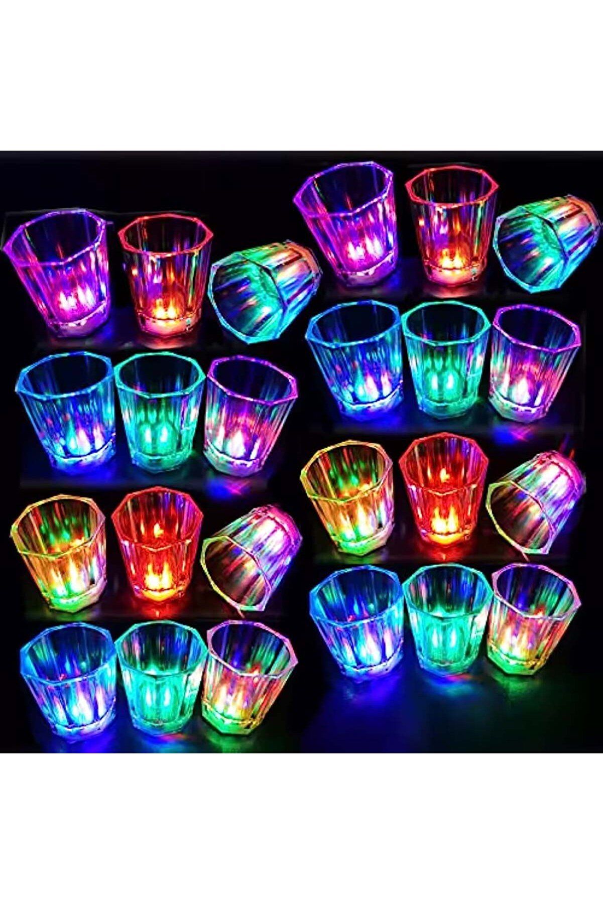 Ethab Ti̇caret Renkli̇ Led Parlayan Fi̇ber Opti̇k Glow Işıklı Bardak 1 Adet