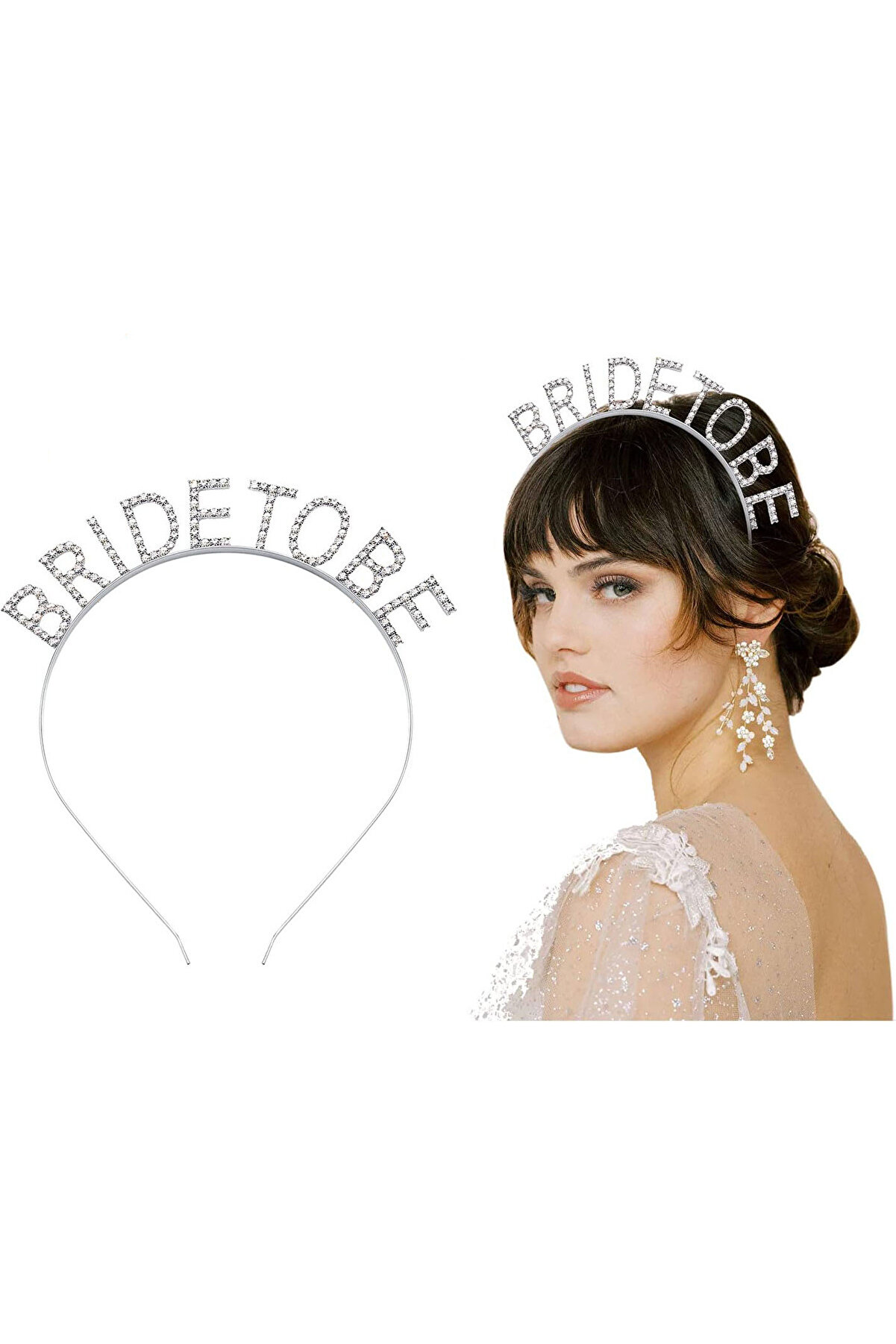 Ethab Ti̇caret G&uuml;m&uuml;ş Kaplama Kri̇stal Taşlı Bri̇de To Be Geli̇n Tacı