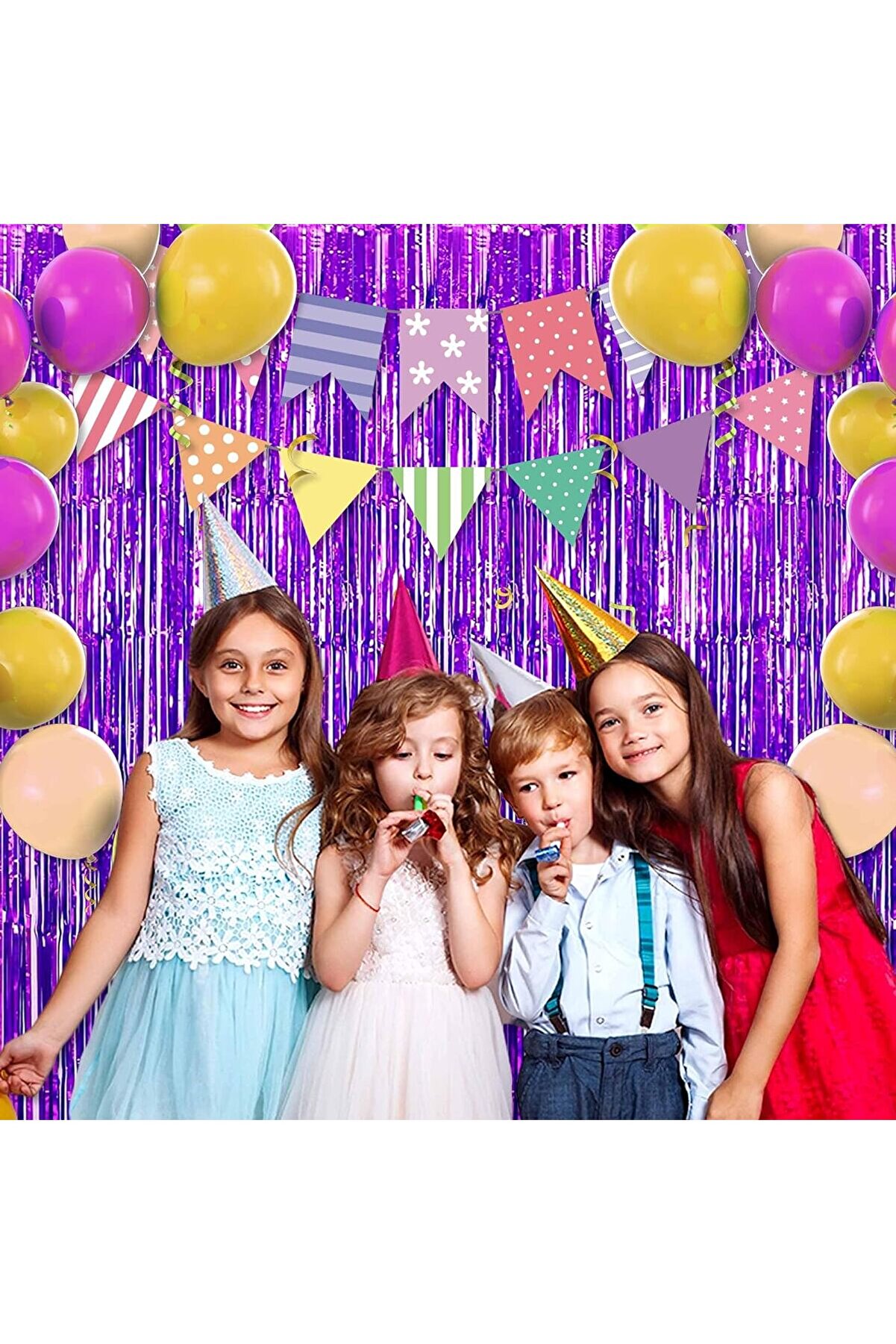 Ethab Ti̇caret Mor Ekstra Metali̇ze Sa&ccedil;aklı Arka Fon Perde