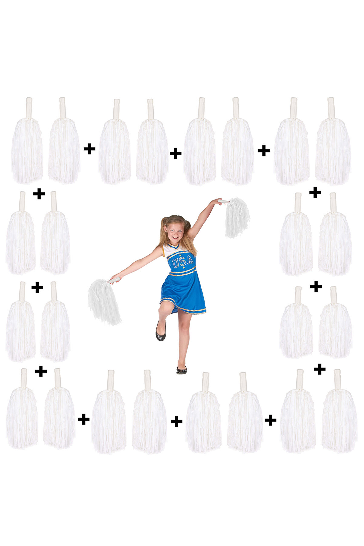 Ethab Ti̇caret 12 &Ccedil;i̇ft Beyaz G&ouml;steri̇ Ponponu (24 Adet)