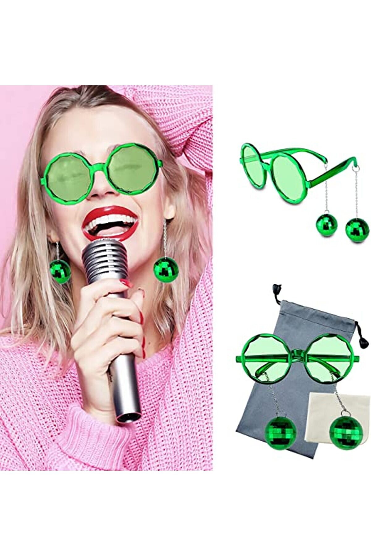 Ethab Ti̇caret Di̇sko Toplu K&uuml;peli̇ Parti̇ G&ouml;zl&uuml;ğ&uuml; Yeşi̇l Renk