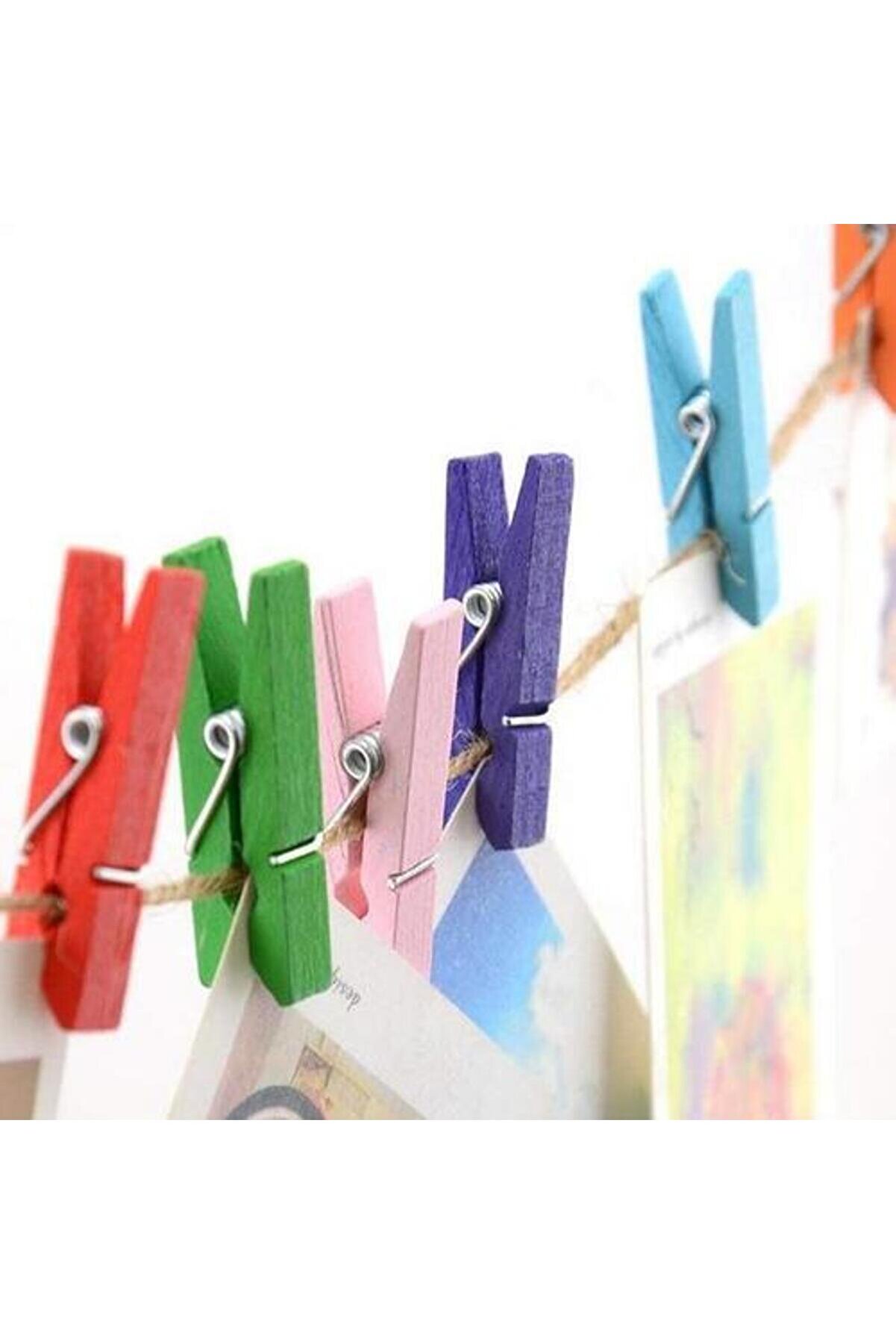 Ethab Ti̇caret Ahşap Renkli̇ Mi̇ni̇ Mandal 100 Adet