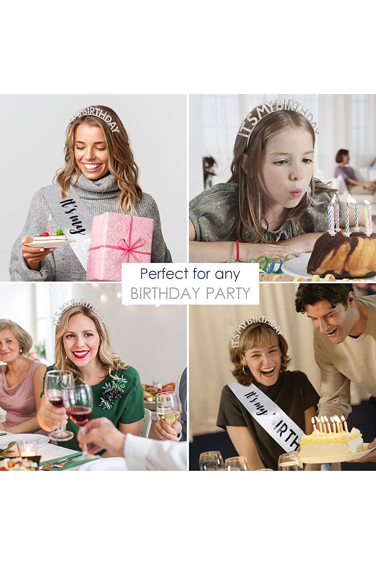 Ethab Ti̇caret Kri̇stal Taşlı G&uuml;m&uuml;ş Renk Doğum G&uuml;n&uuml; Tacı